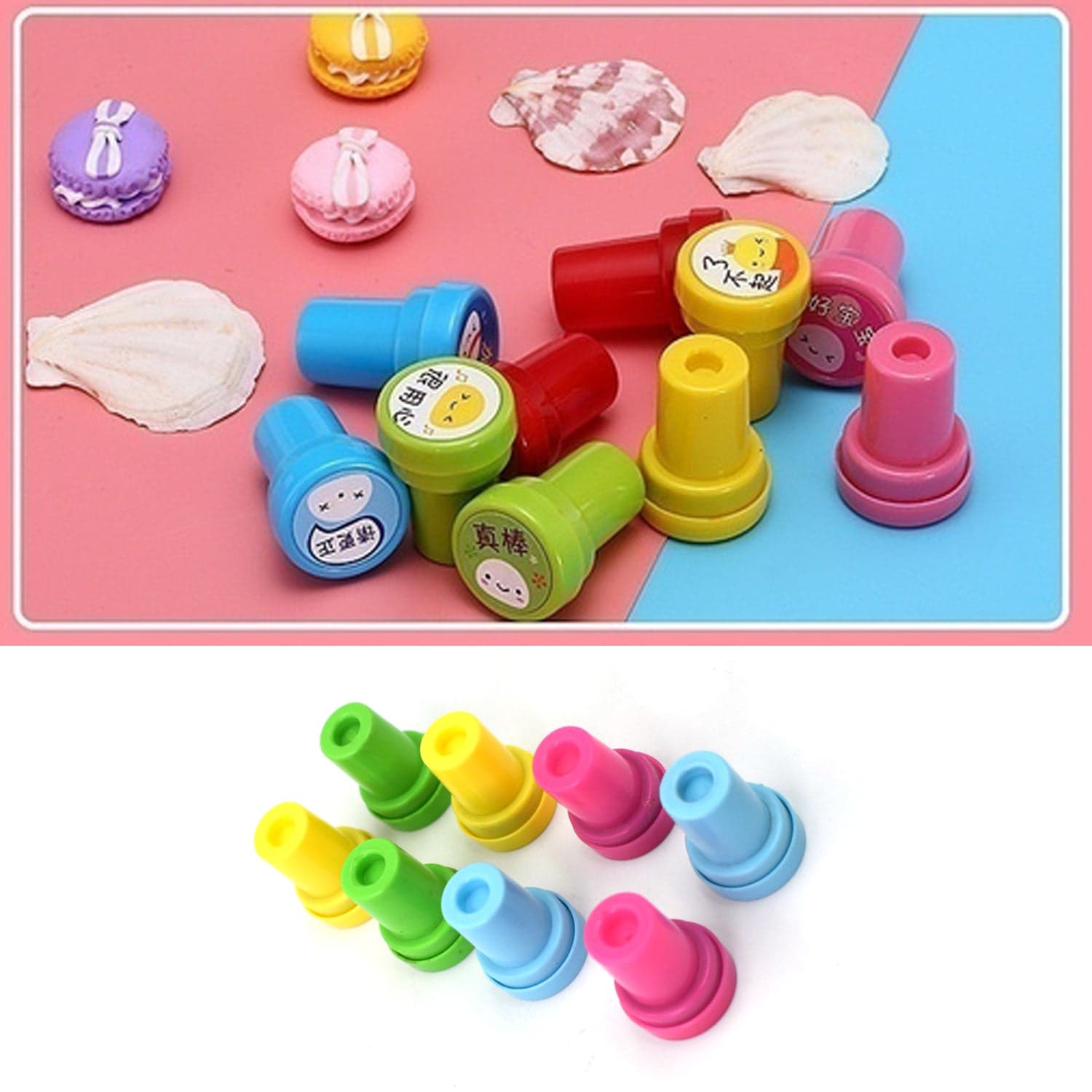 Emoticon Stamps 8 Pieces In Round Shape Stamp For Kids Theme Stamps For School Craft & Prefect Gift For Teachers thumbnail 6