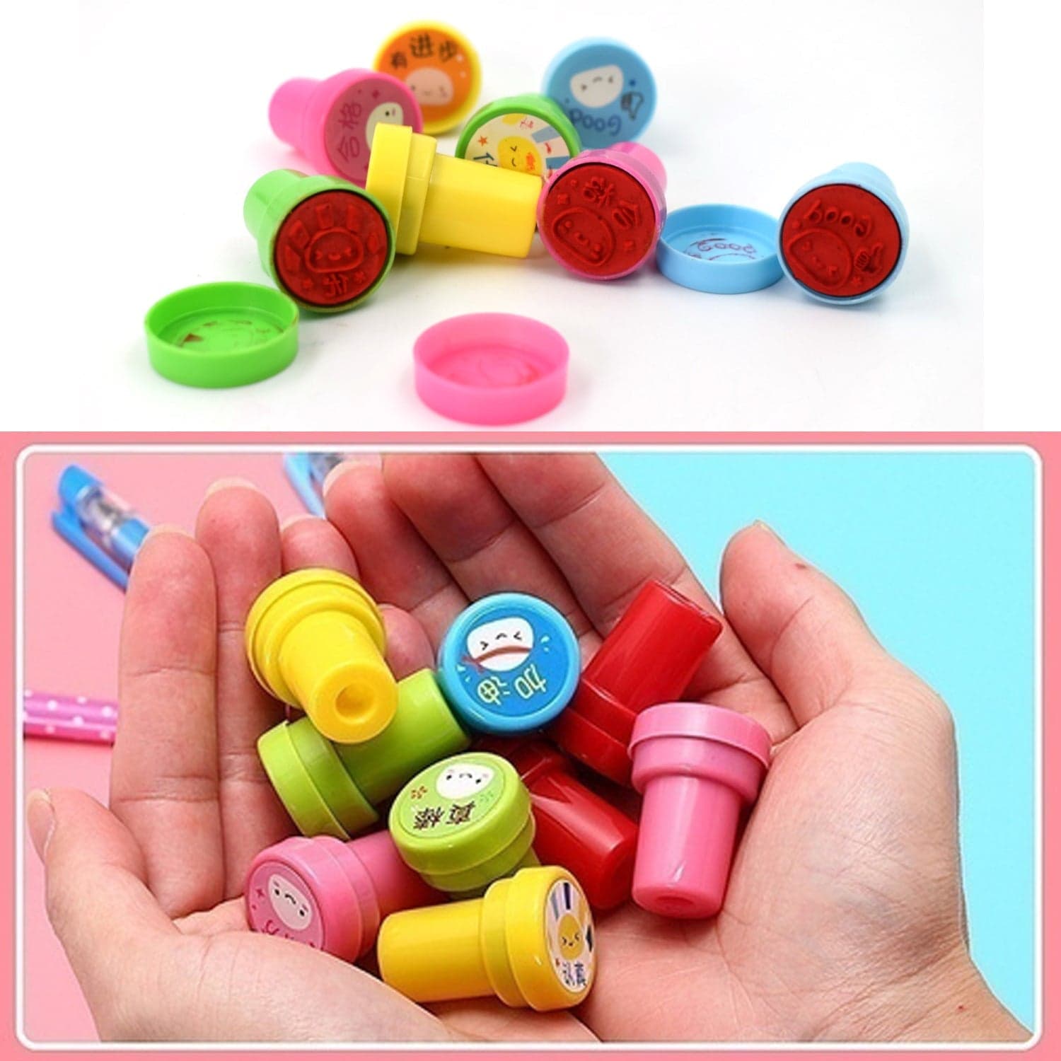Emoticon Stamps 8 Pieces In Round Shape Stamp For Kids Theme Stamps For School Craft & Prefect Gift For Teachers thumbnail 7