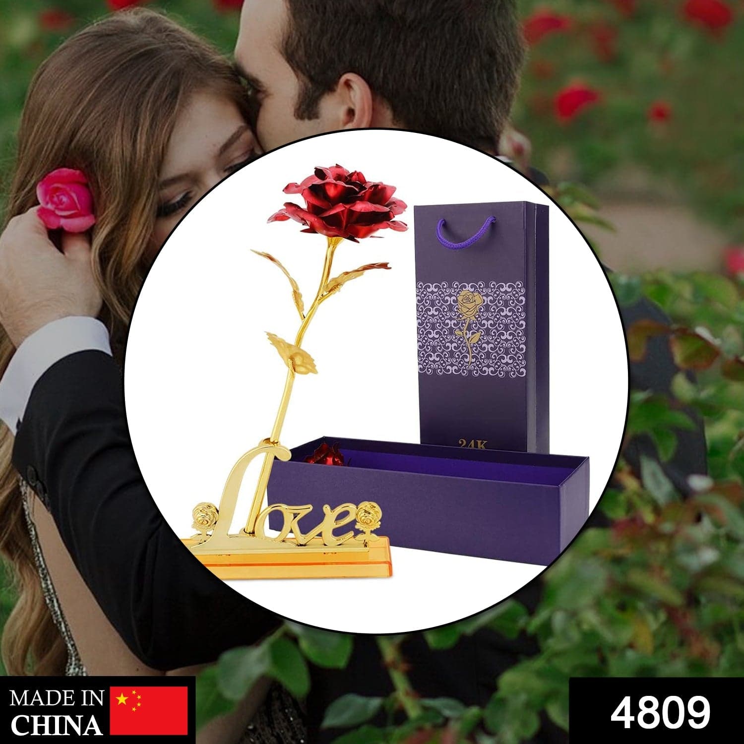 24K Gold Rose,Hicoosee Gold Foil Plated Rose With Love Stand And Gift Box For Anniversary, Birthday, Wedding , Christmas ,Thanks Giving thumbnail 2