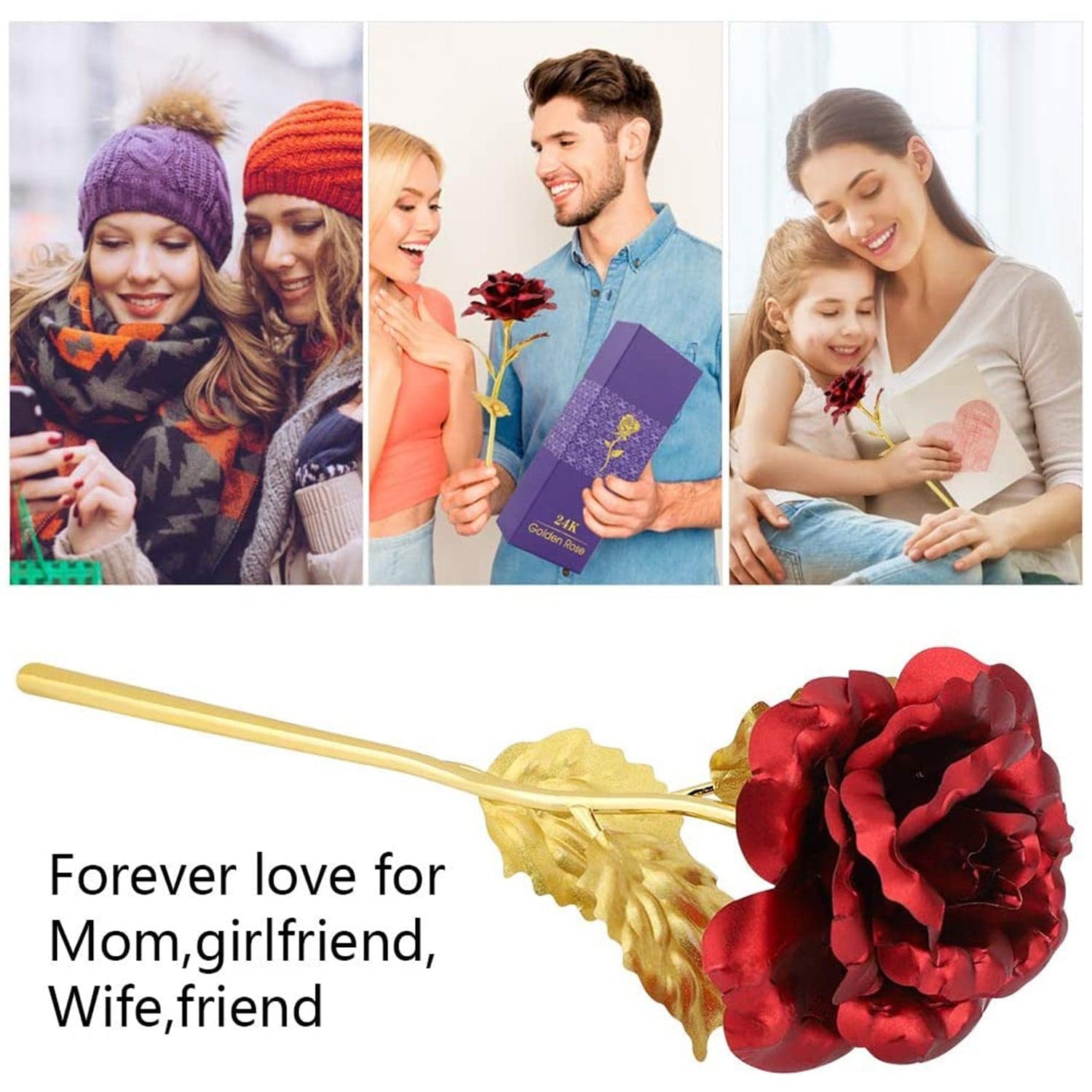 24K Gold Rose,Hicoosee Gold Foil Plated Rose With Love Stand And Gift Box For Anniversary, Birthday, Wedding , Christmas ,Thanks Giving thumbnail 8