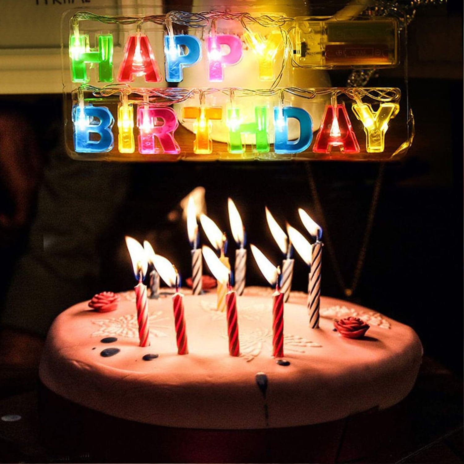 Decoratives Plastic Happy Birthday 13 Led Letter Battery Operated String Lights thumbnail 3