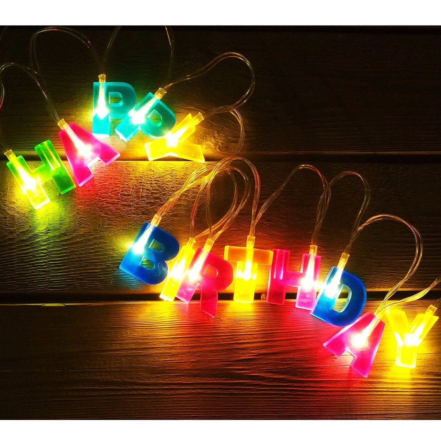 Decoratives Plastic Happy Birthday 13 Led Letter Battery Operated String Lights thumbnail 4