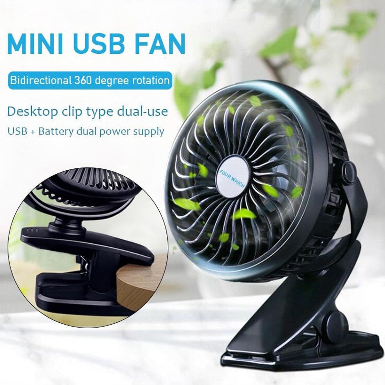 Mini USB Clip Fan widely used in summers for cool down rooms and body purposes.(Battery Not Include) thumbnail 5
