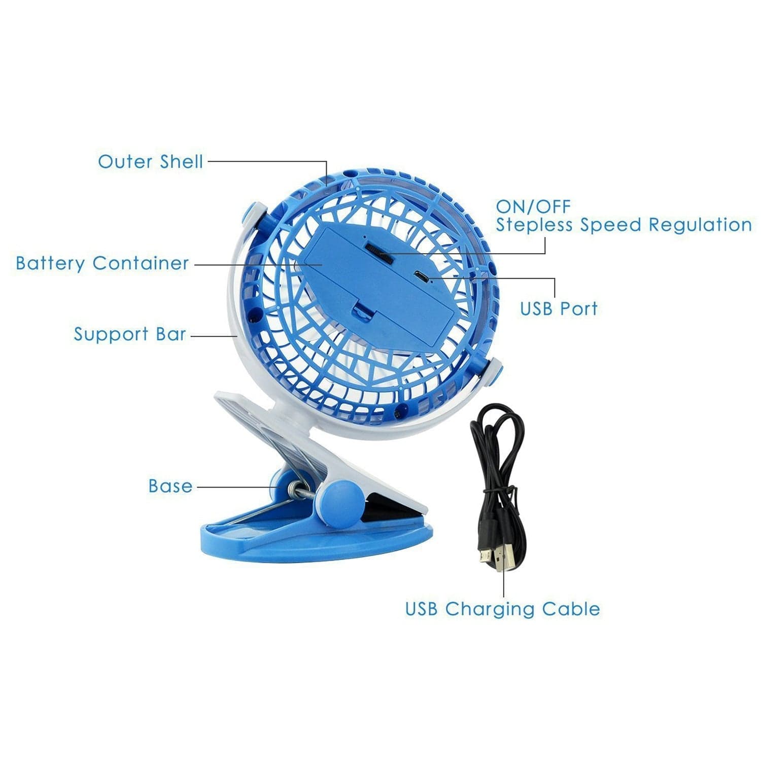 Mini USB Clip Fan widely used in summers for cool down rooms and body purposes.(Battery Not Include) thumbnail 7