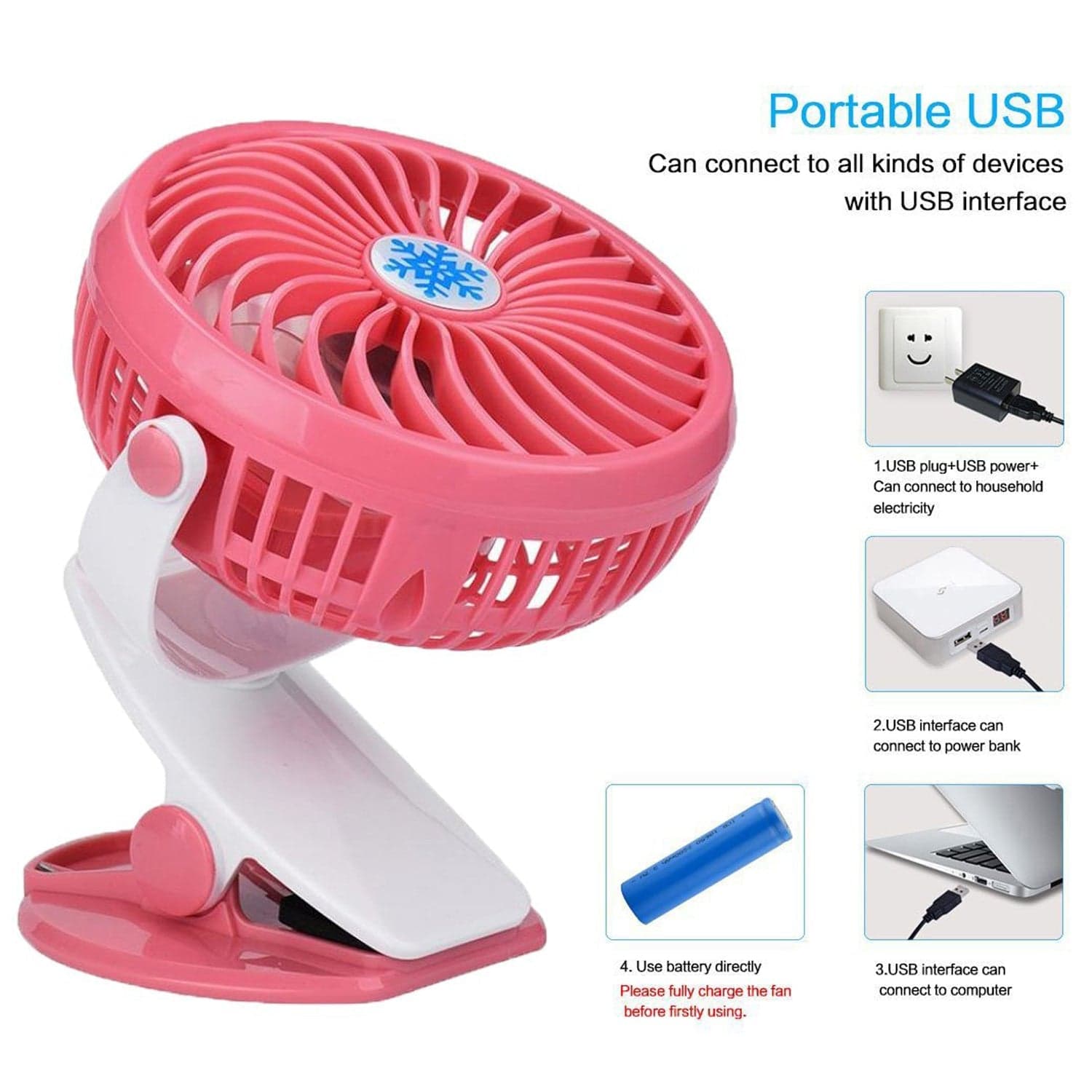 Mini USB Clip Fan widely used in summers for cool down rooms and body purposes.(Battery Not Include) thumbnail 8