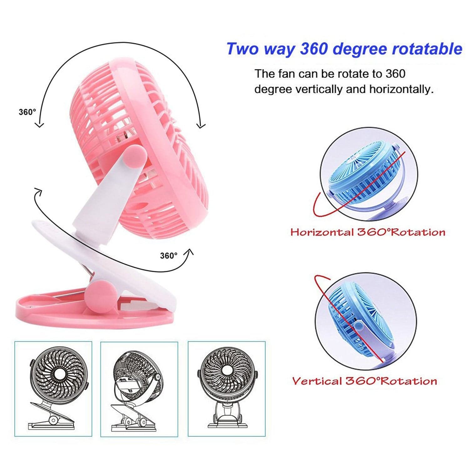 Mini USB Clip Fan widely used in summers for cool down rooms and body purposes.(Battery Not Include) thumbnail 9