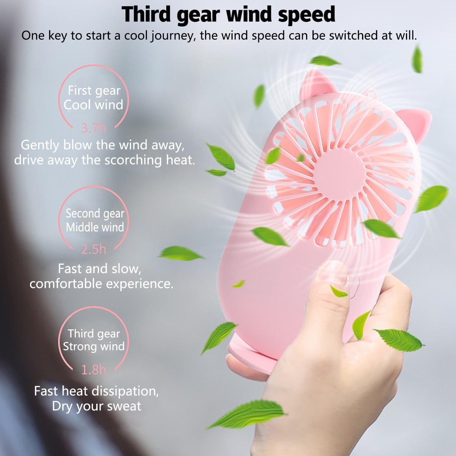Handheld Mini Fan - Usb Personal Fan With Bracket, Pocket-Sized Desktop Fan (Battery Not Included) thumbnail 11