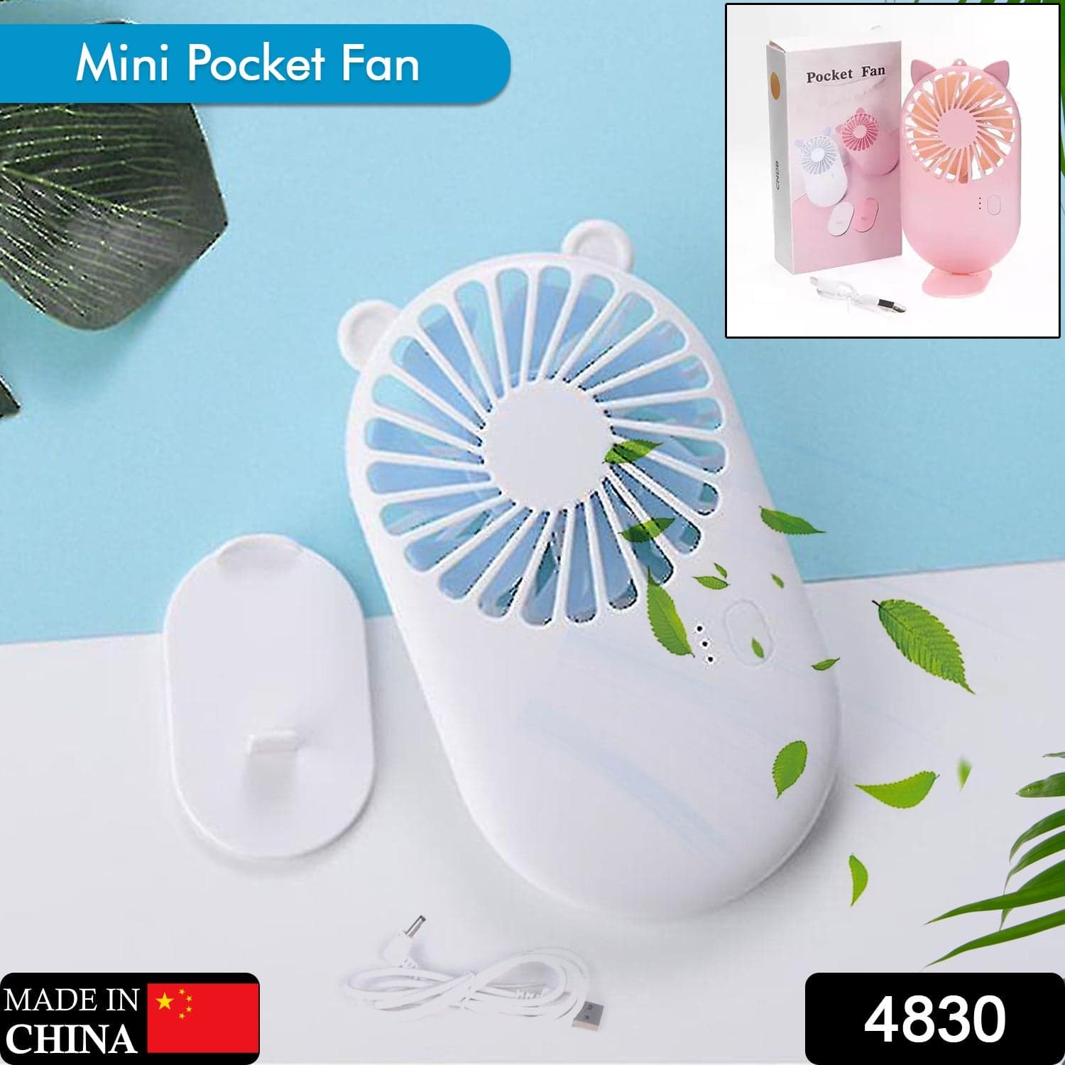 Handheld Mini Fan - Usb Personal Fan With Bracket, Pocket-Sized Desktop Fan (Battery Not Included) thumbnail 2