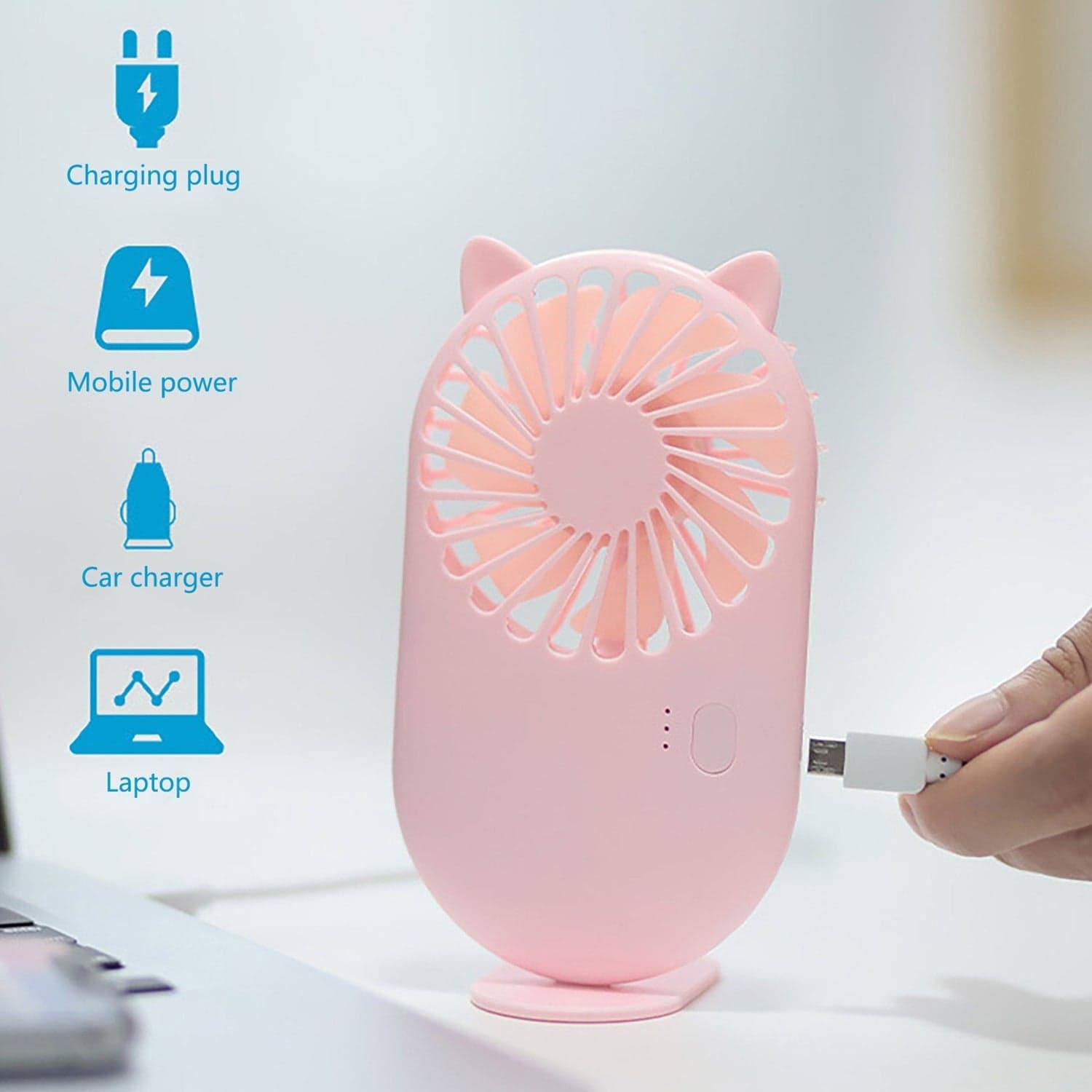 Handheld Mini Fan - Usb Personal Fan With Bracket, Pocket-Sized Desktop Fan (Battery Not Included) thumbnail 6