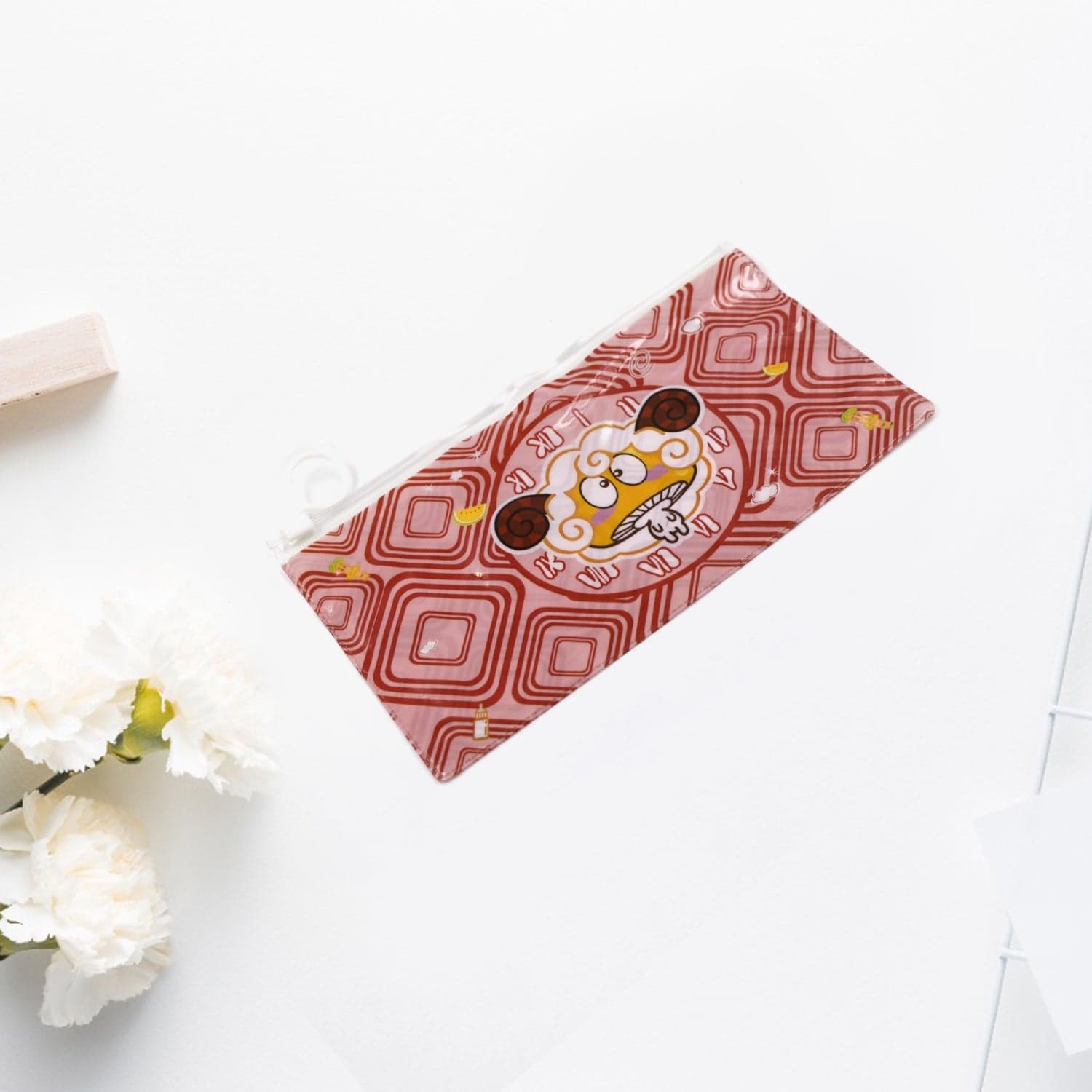 20 Pc Red Printed Pouch For Carrying Stationary Stuffs And All By The Students. thumbnail 1