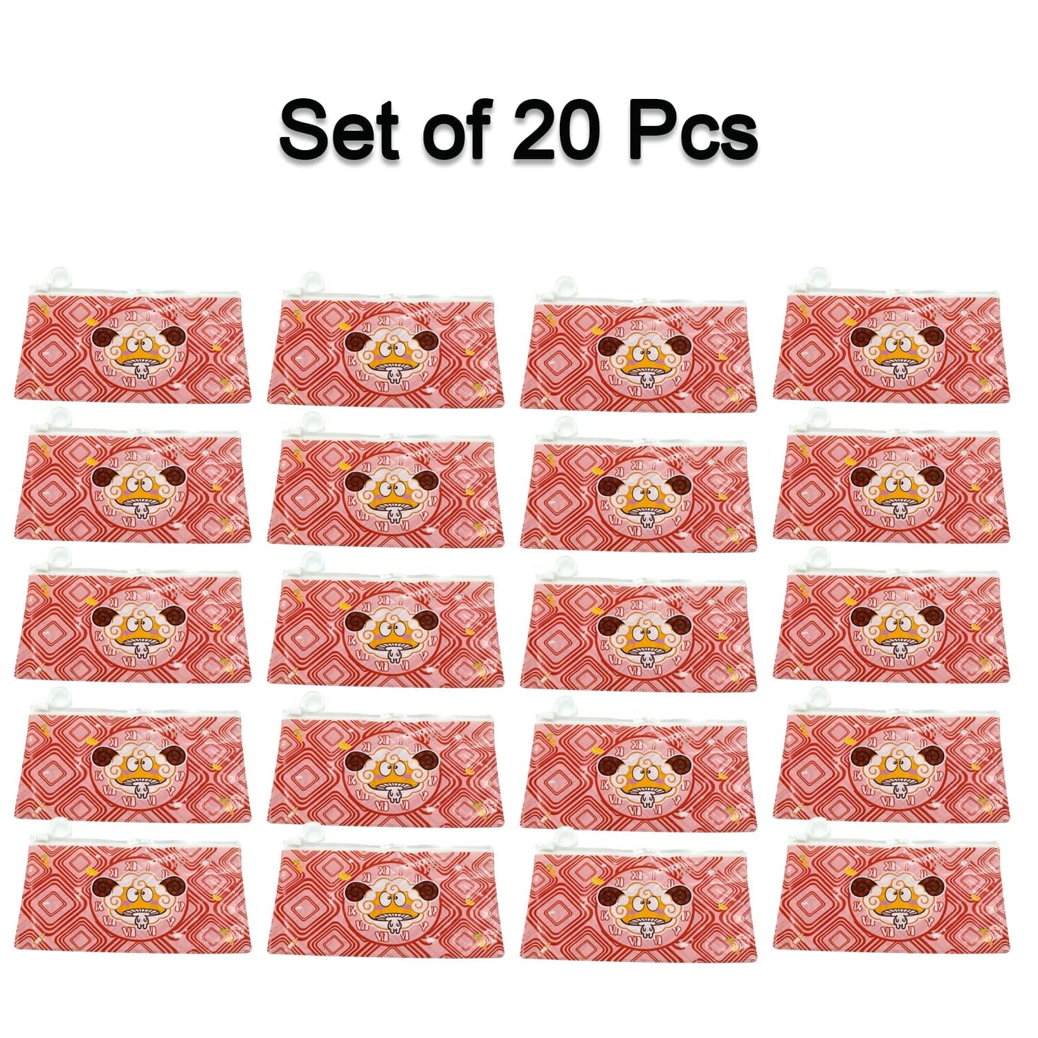 20 Pc Red Printed Pouch For Carrying Stationary Stuffs And All By The Students. thumbnail 3