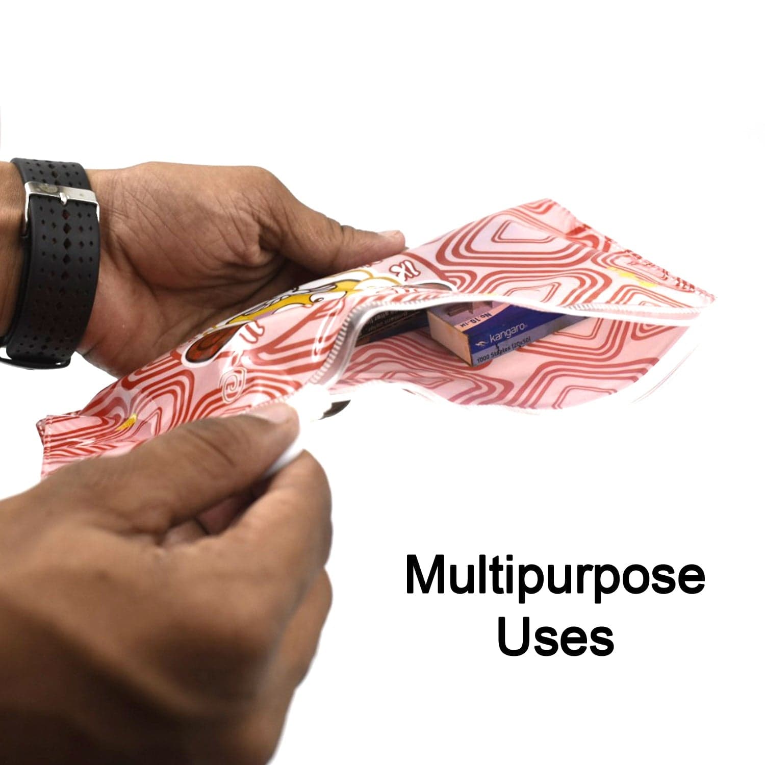 20 Pc Red Printed Pouch For Carrying Stationary Stuffs And All By The Students. thumbnail 7