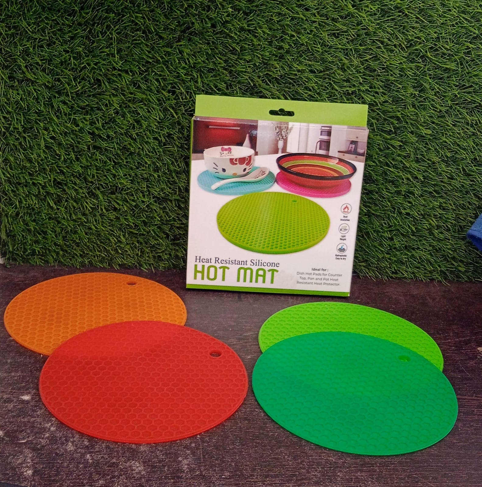 Silicon Hot Pot Mat Set - 4-Piece Heat-Resistant Trivets for Protecting Surfaces thumbnail 8