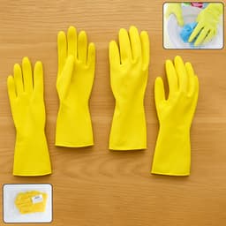 2 Pair Med Yellow Gloves For Types Of Purposes Like Washing Utensils