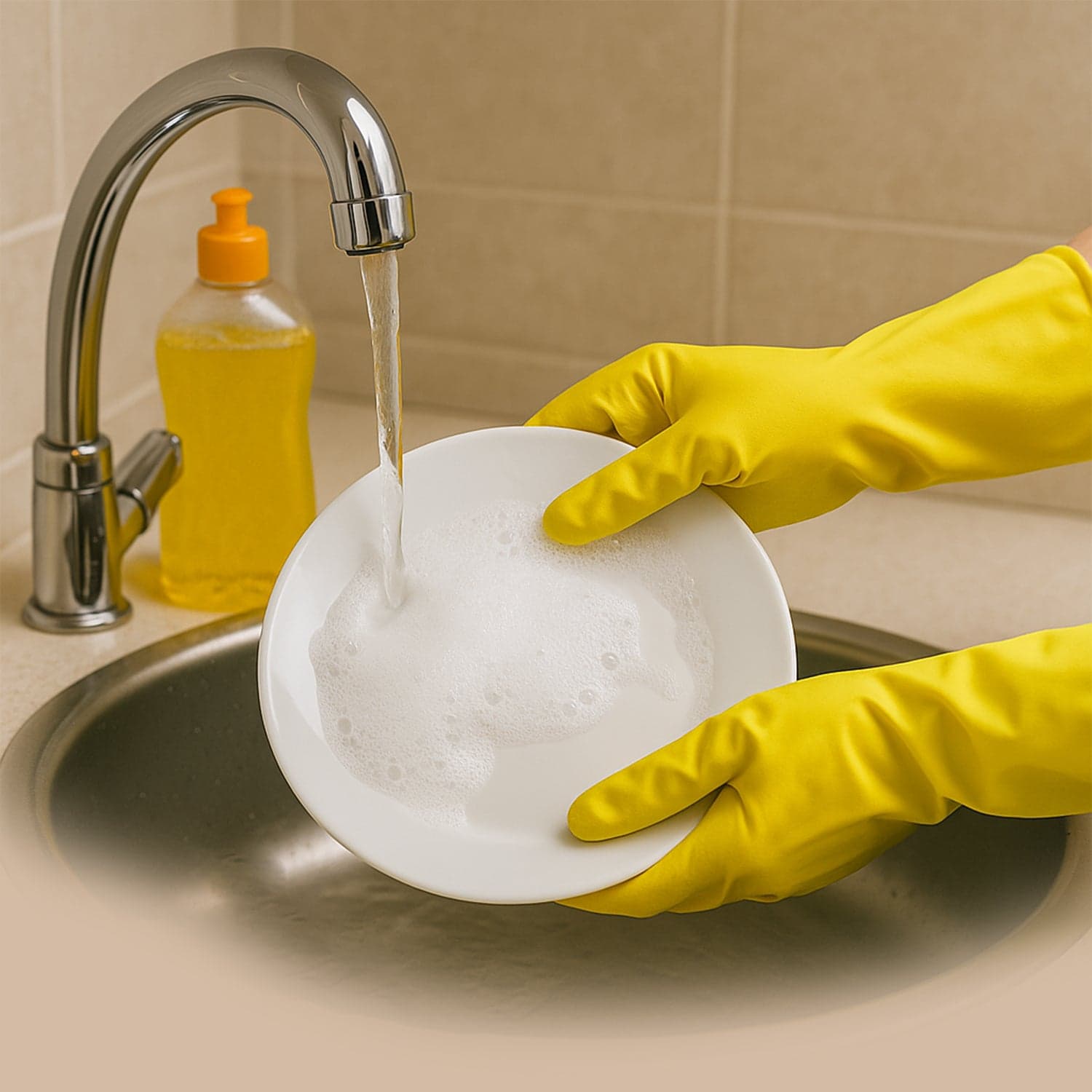 2 Pair Med Yellow Gloves For Types Of Purposes Like Washing Utensils thumbnail 6