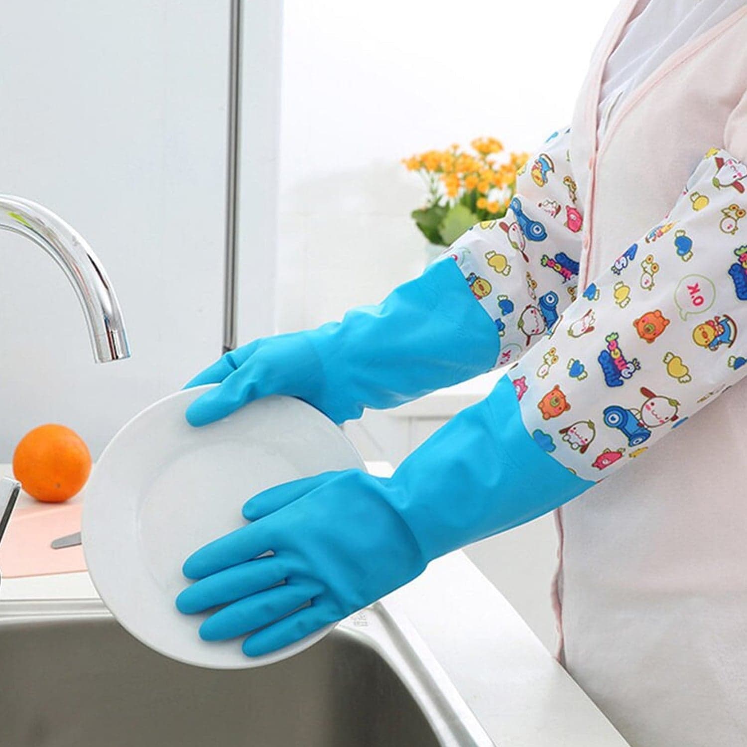 2-Pair Large Blue Multipurpose Gloves of Ideal for Washing, Gardening & Cleaning thumbnail 1