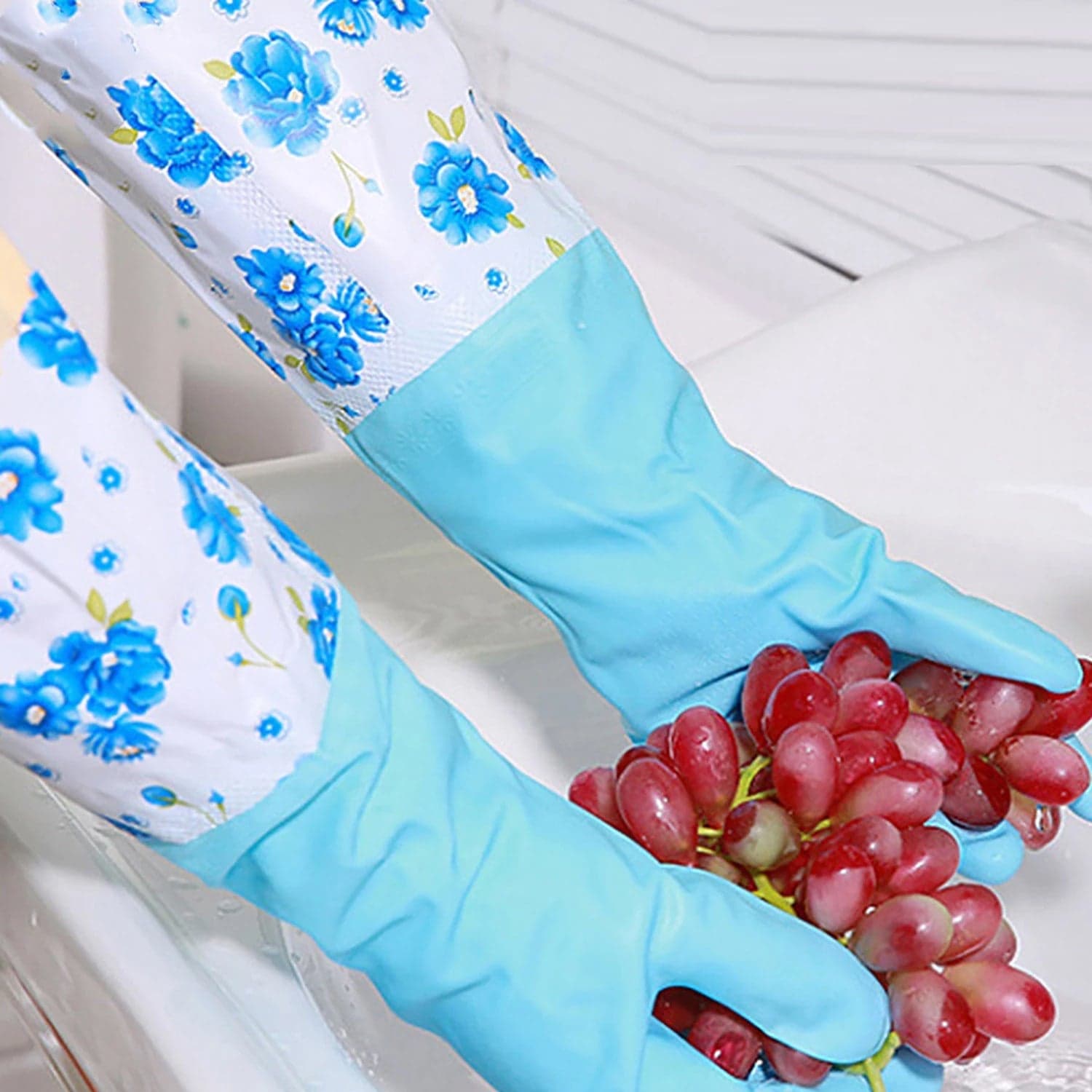 2-Pair Large Blue Multipurpose Gloves of Ideal for Washing, Gardening & Cleaning thumbnail 3