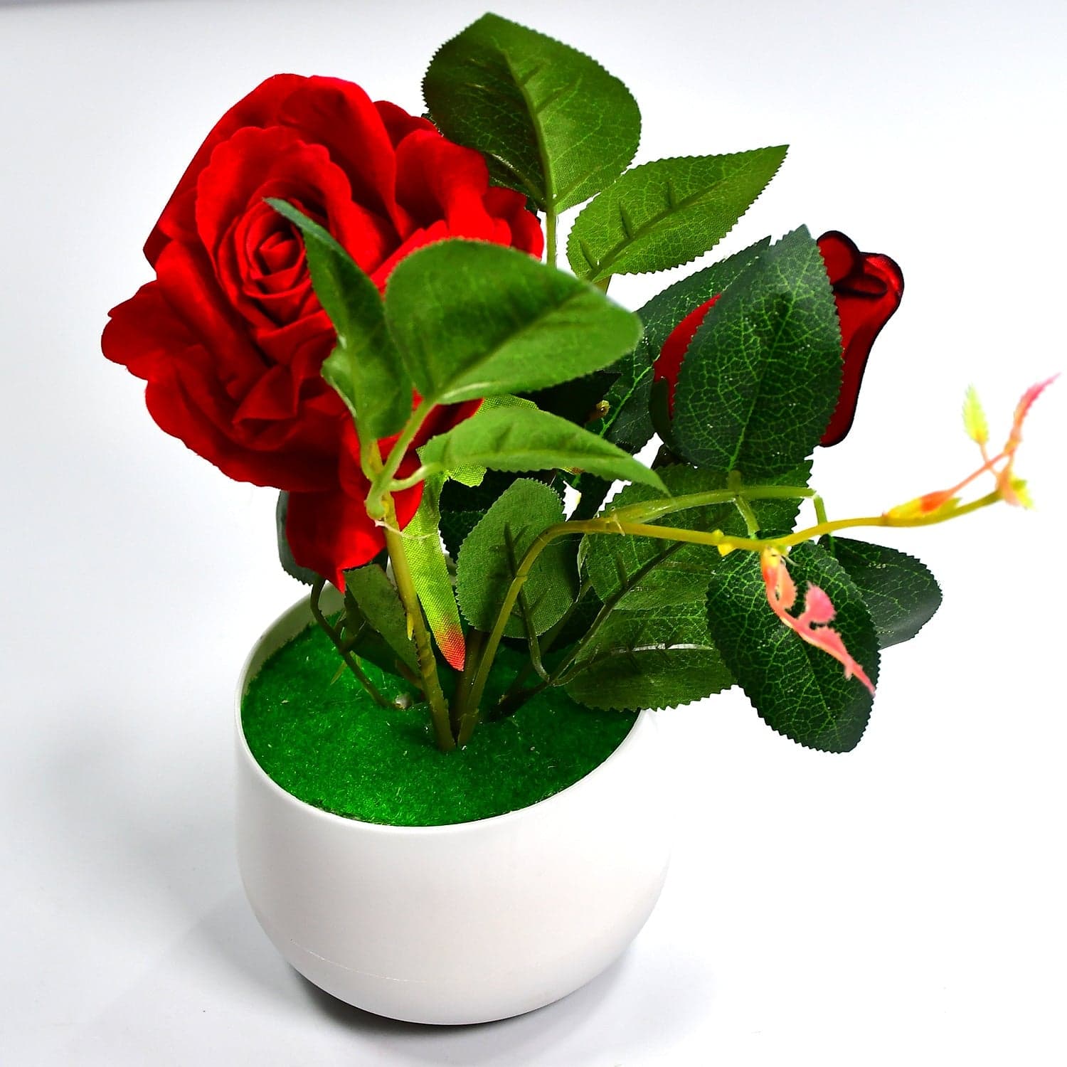 Artificial Rose Flower Plant With Pot, For Home Office Or Gift thumbnail 4