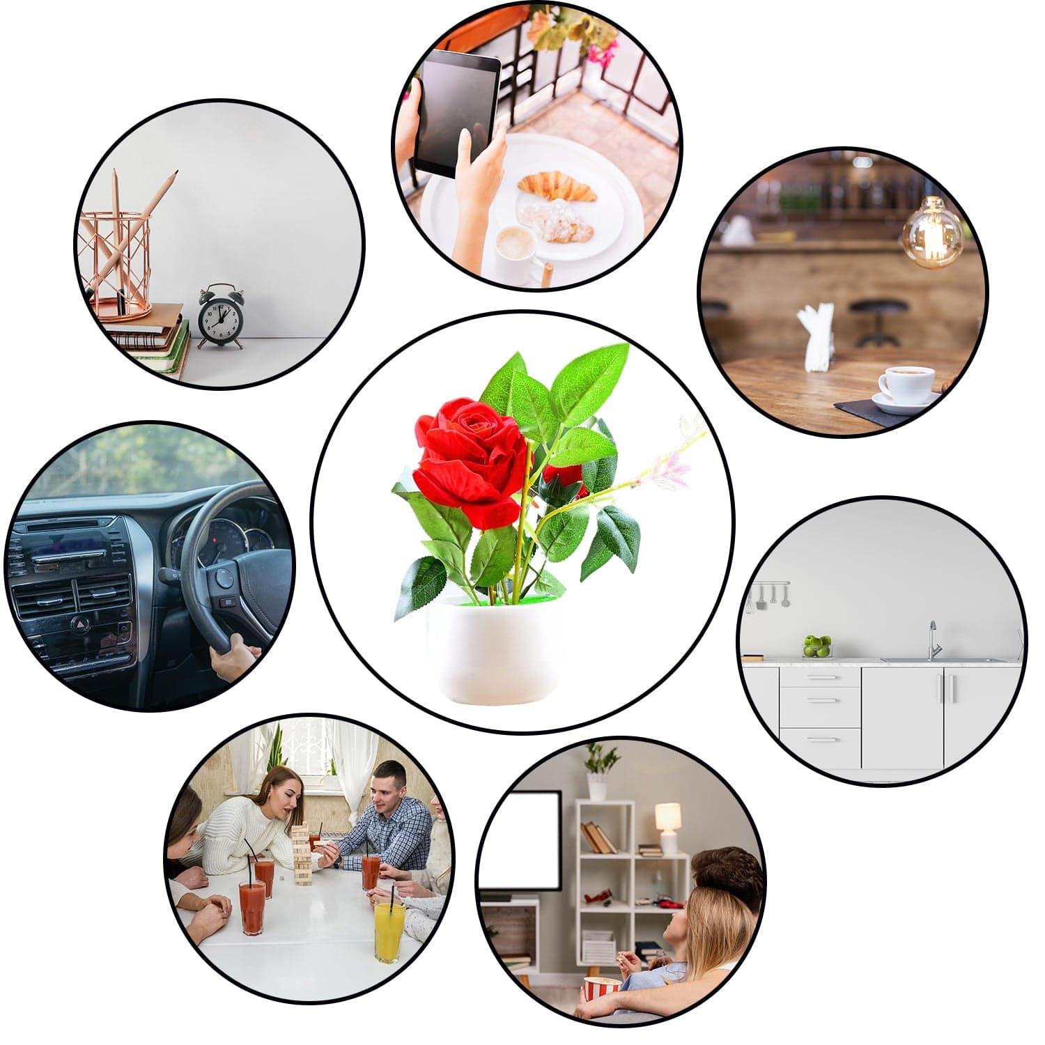 Artificial Rose Flower Plant With Pot, For Home Office Or Gift thumbnail 7
