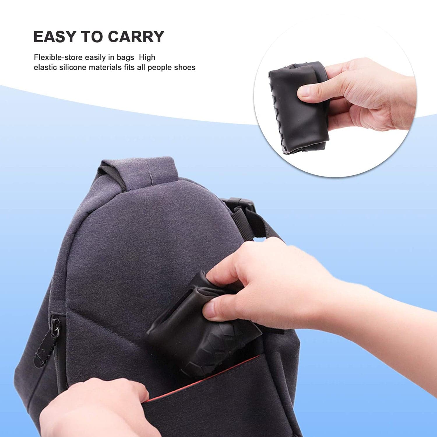 Non-Slip Silicone Rain Reusable Anti skid Waterproof Fordable Boot Shoe Cover ( Large ) thumbnail 5