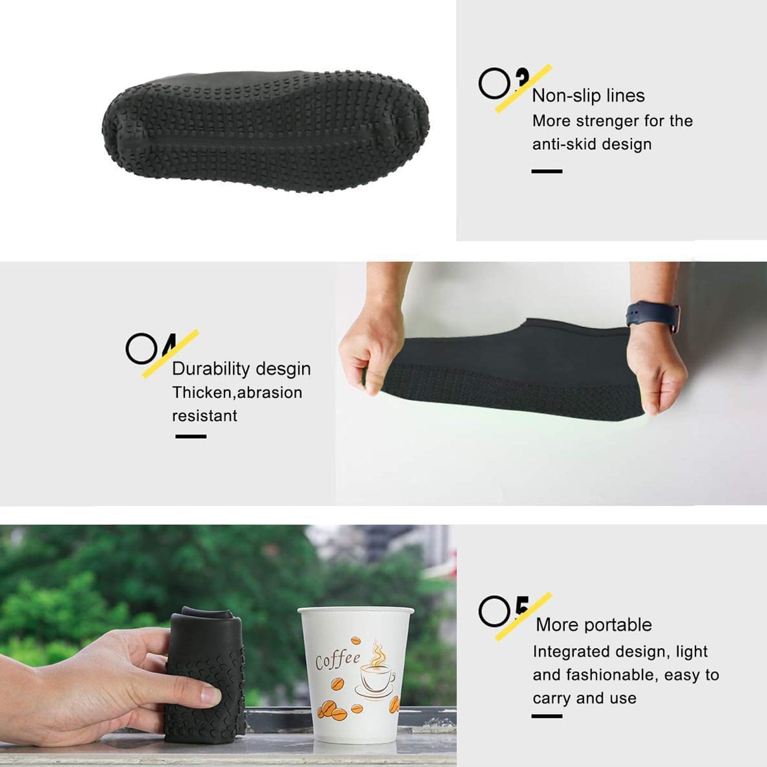 Non-Slip Silicone Rain Reusable Anti skid Waterproof Fordable Boot Shoe Cover ( Large ) thumbnail 6