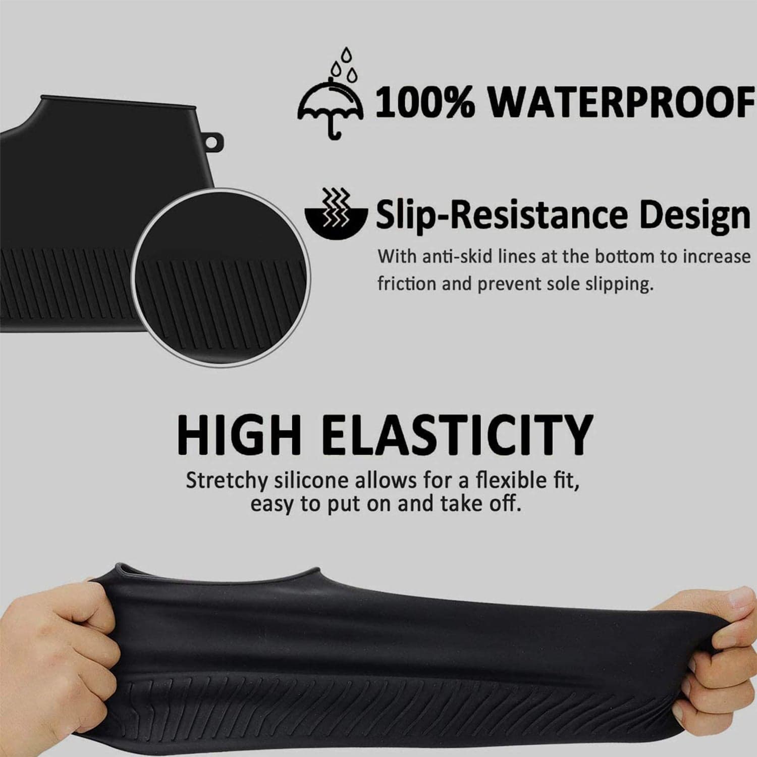 Non-Slip Waterproof Silicone Shoe Cover, Large thumbnail 7