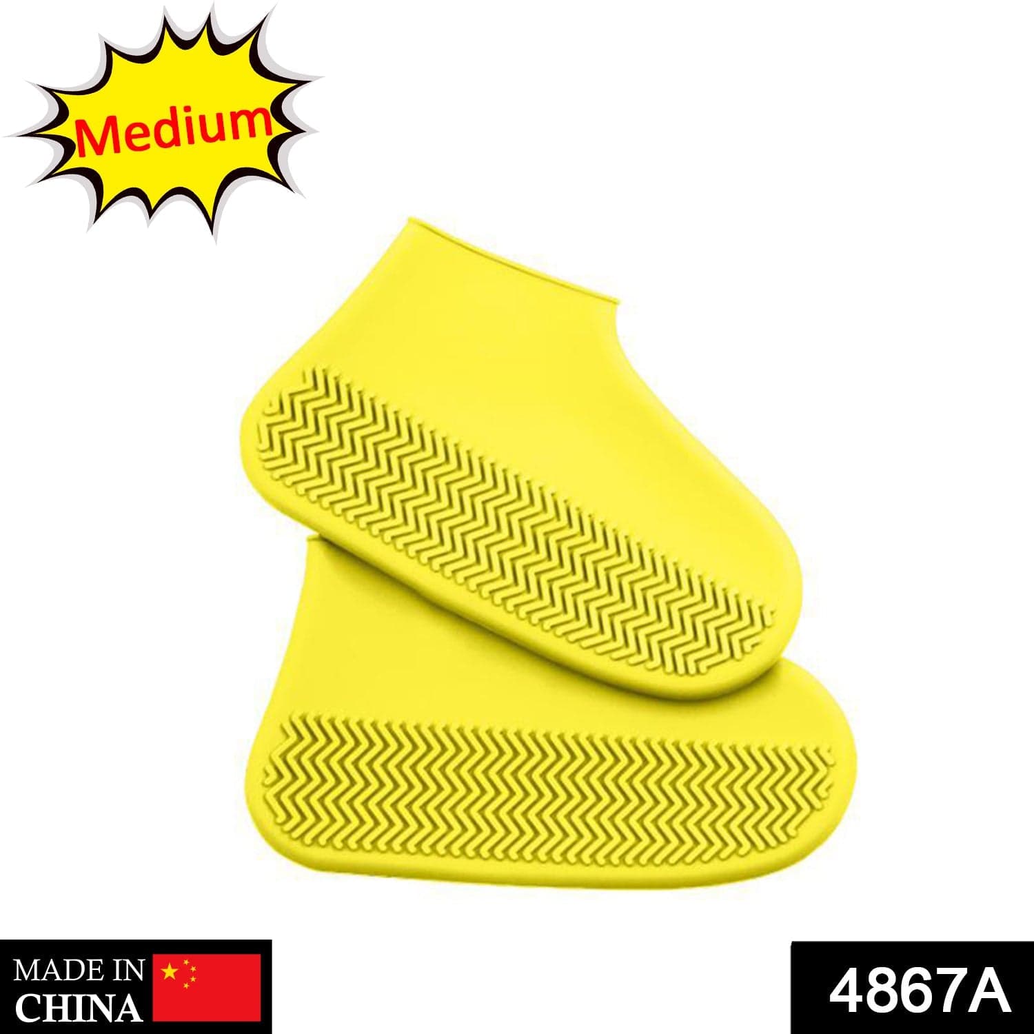 NON-SLIP SILICONE RAIN REUSABLE ANTI SKID WATERPROOF FORDABLE BOOT SHOE COVER (MEDIUM/ Mix Color) thumbnail 2