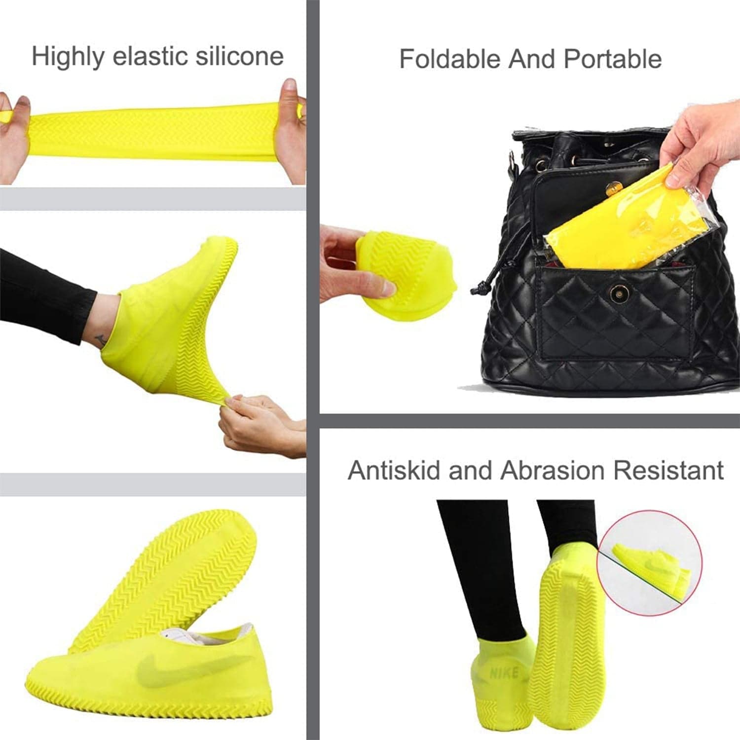 NON-SLIP SILICONE RAIN REUSABLE ANTI SKID WATERPROOF FORDABLE BOOT SHOE COVER (MEDIUM/ Mix Color) thumbnail 3