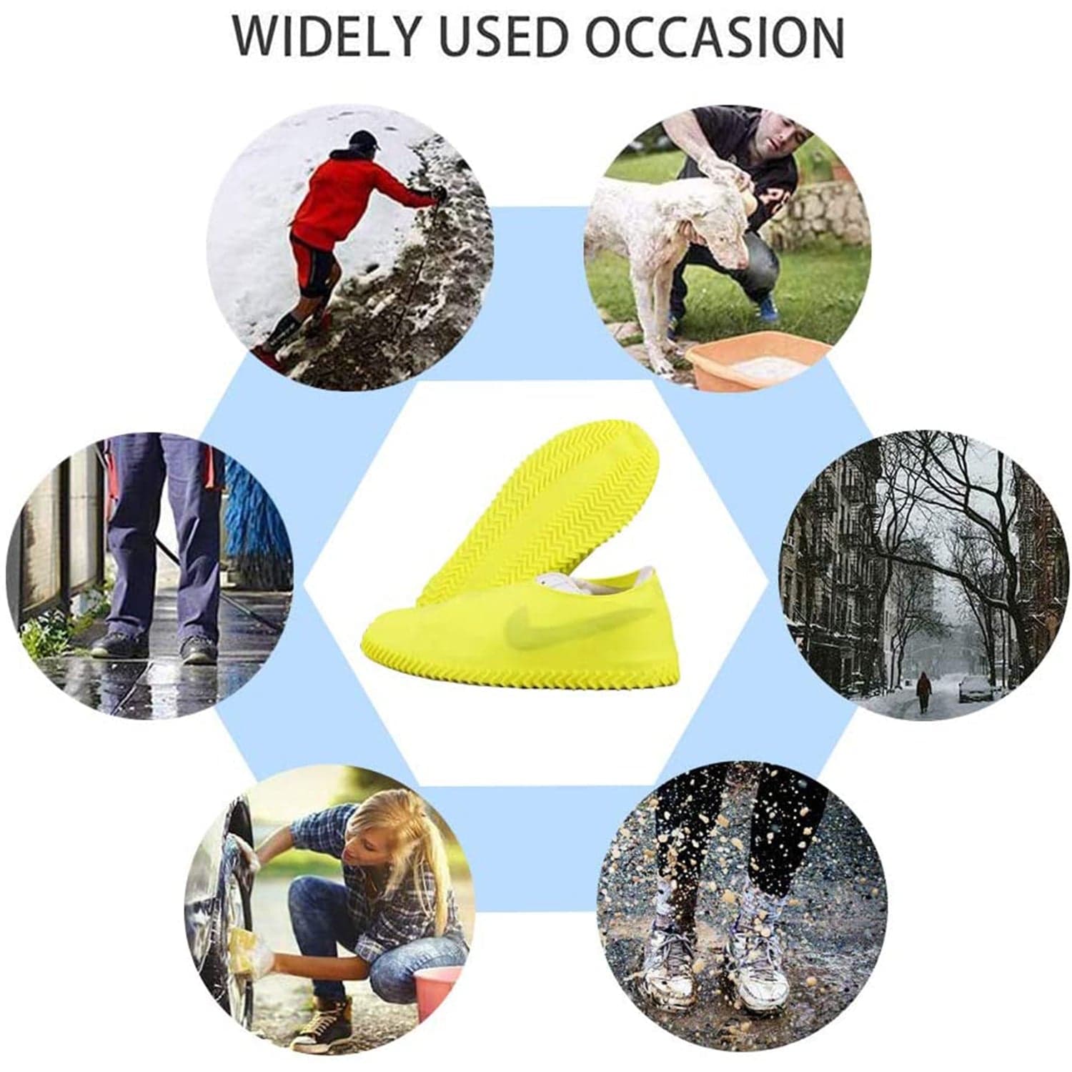 NON-SLIP SILICONE RAIN REUSABLE ANTI SKID WATERPROOF FORDABLE BOOT SHOE COVER (MEDIUM/ Mix Color) thumbnail 7