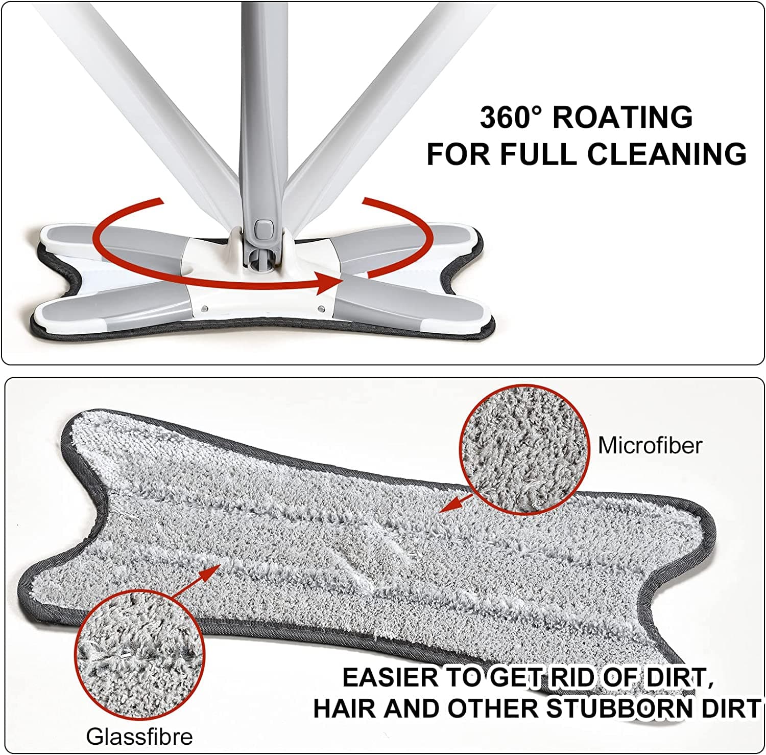 X Shape Mop Or Floor Cleaning Hands-Free Squeeze Microfiber Flat Mop System 360° Flexible Head thumbnail 10