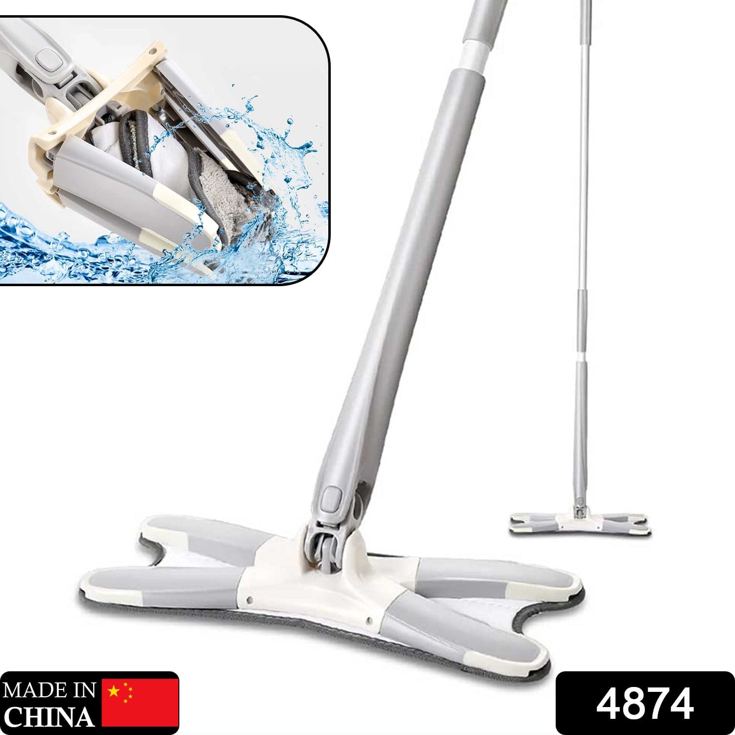 X Shape Mop Or Floor Cleaning Hands-Free Squeeze Microfiber Flat Mop System 360° Flexible Head thumbnail 2