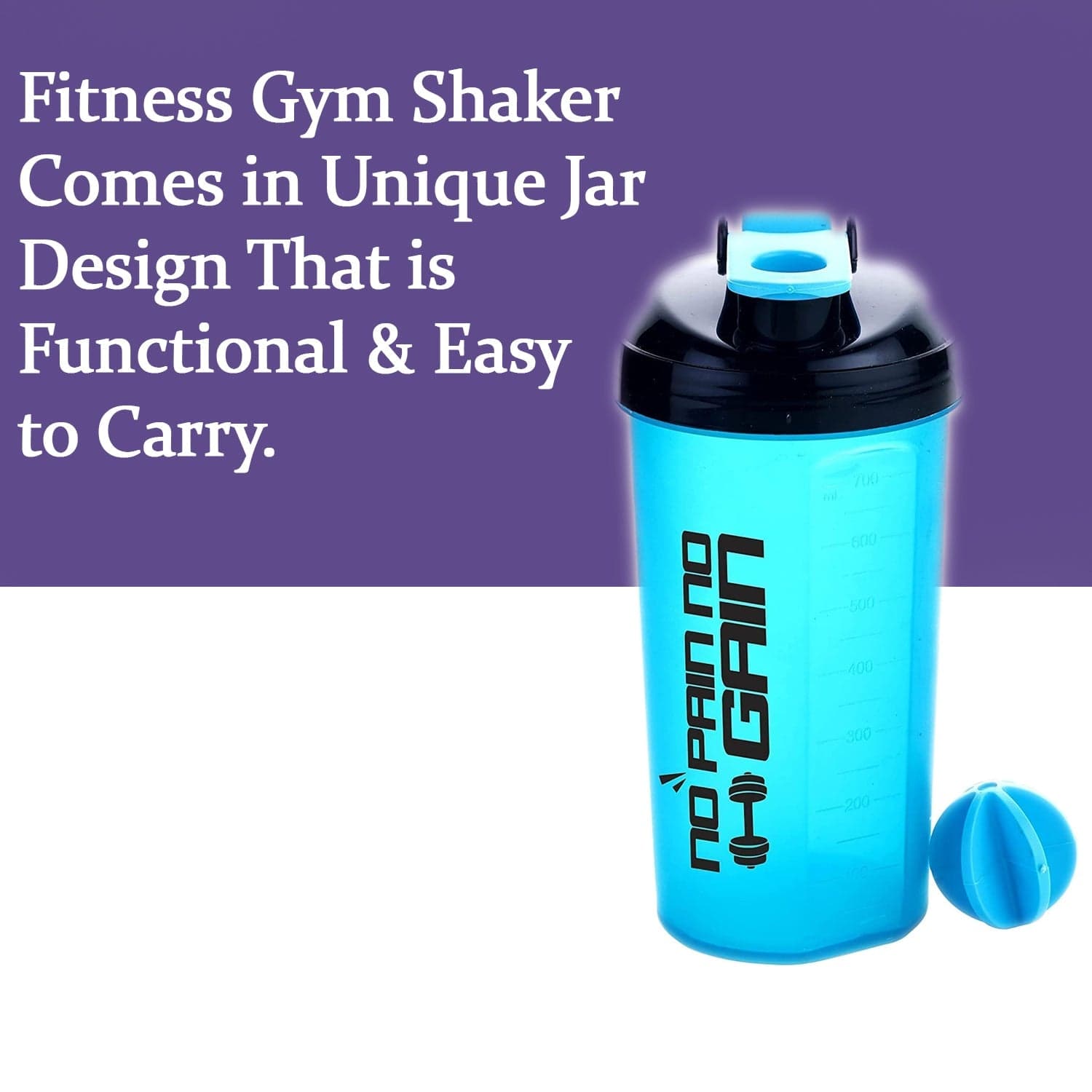 700ml Protein Shaker Bottle with Powder Storage 3-Compartment Gym Shake thumbnail 3