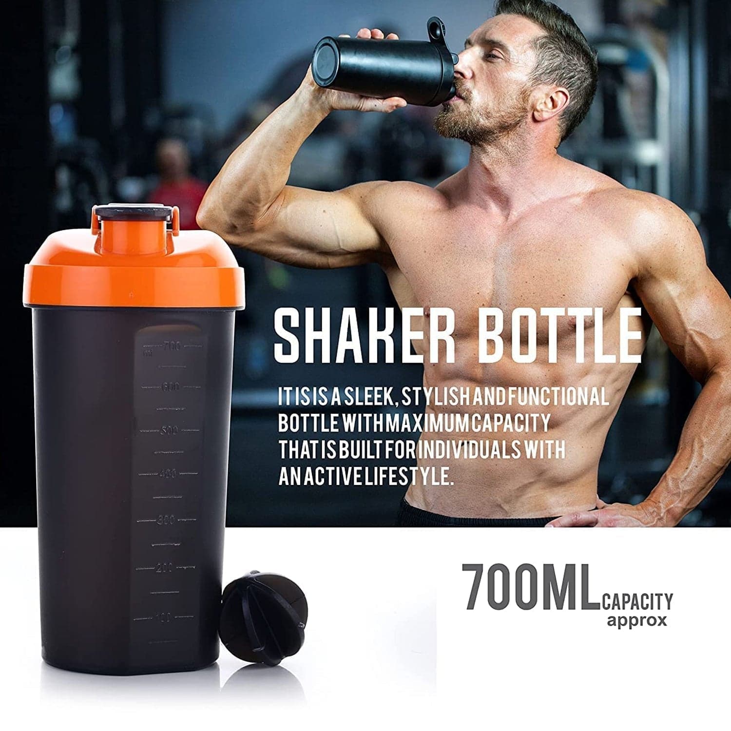 700ml Protein Shaker Bottle with Powder Storage 3-Compartment Gym Shake thumbnail 6