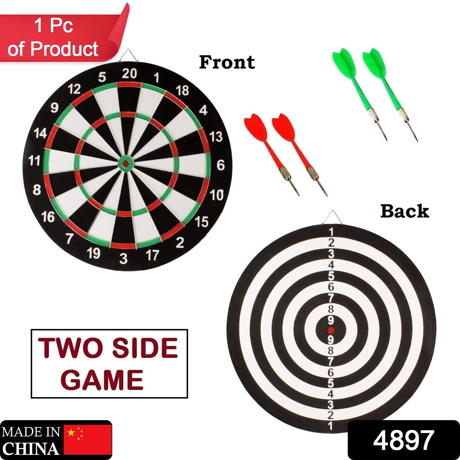 Big size double faced portable dart board with 4 darts set for kids children. indoor sports games board game dart board game. thumbnail 2