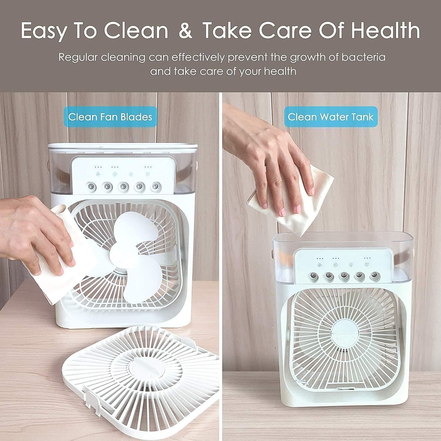 Portable Air Cooler Fan with 7-Color Light of Personal AC Fan thumbnail 3