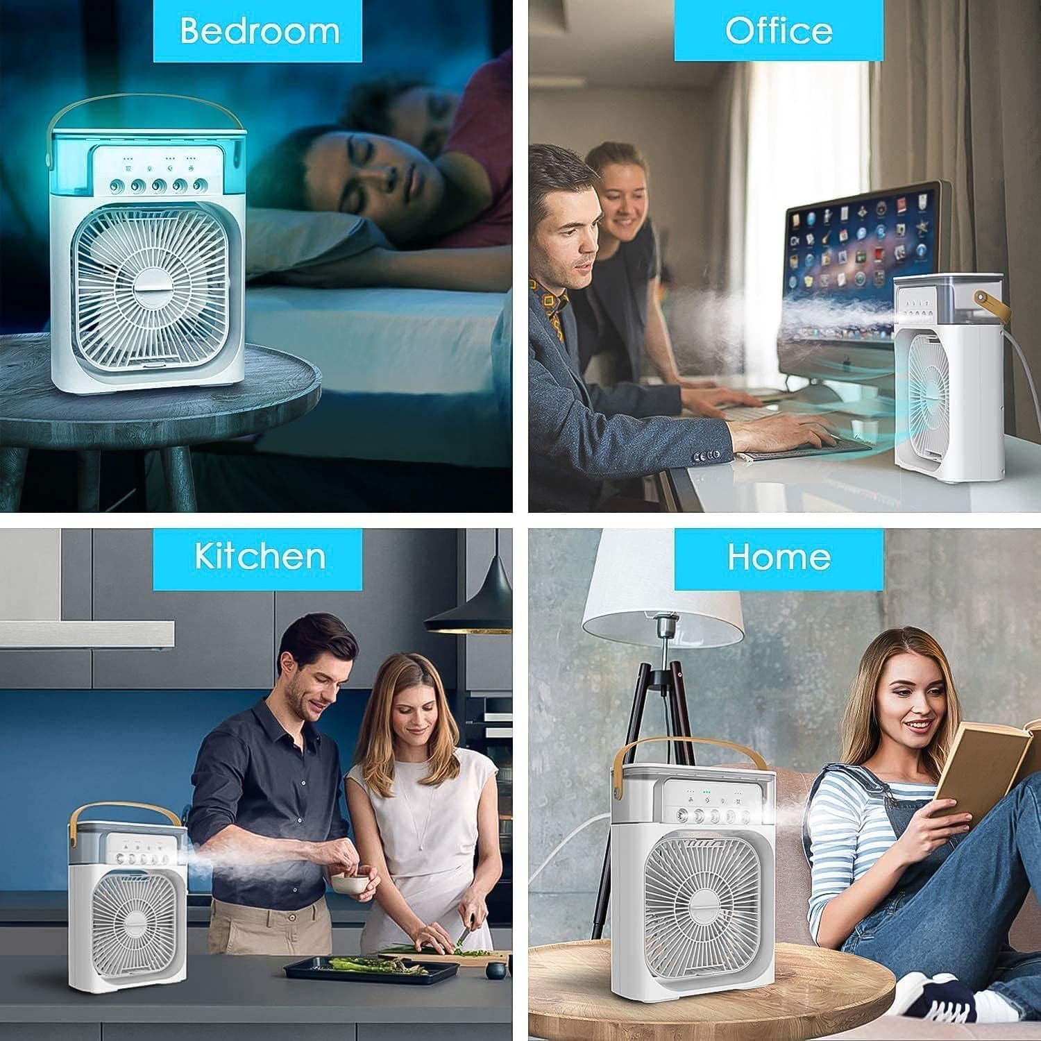 Portable Air Cooler Fan with 7-Color Light of Personal AC Fan thumbnail 6