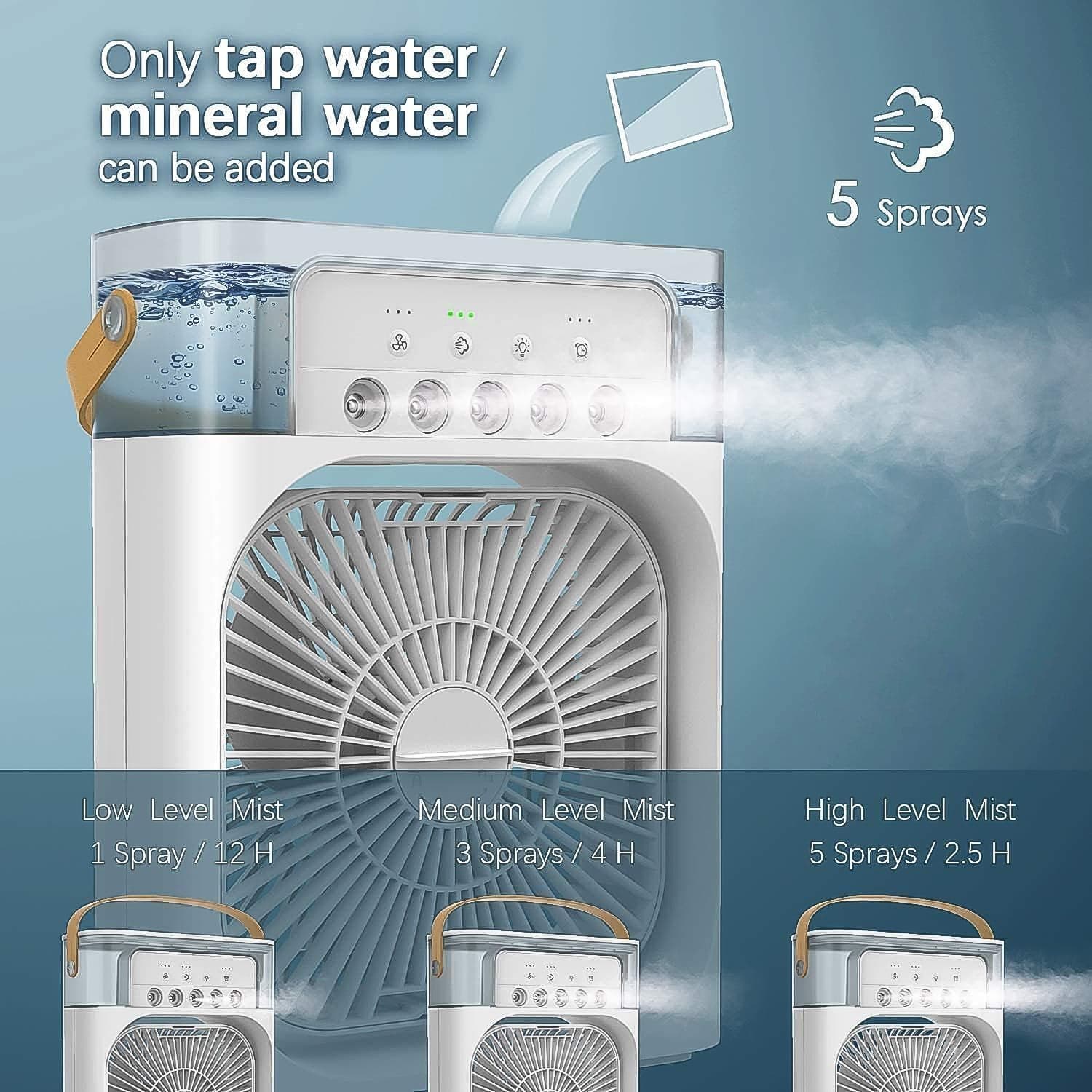 Portable Air Cooler Fan with 7-Color Light of Personal AC Fan thumbnail 7