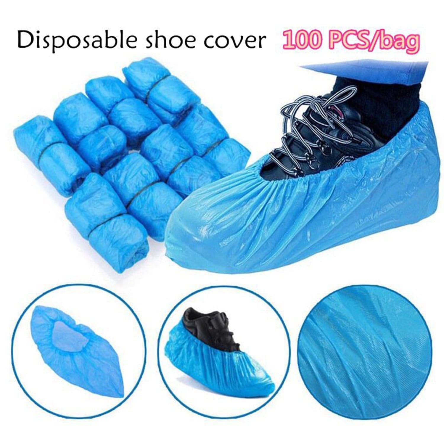 Type Plastic Elastic Top Disposable Shoe Cover for Rainy Season (50 Pairs) thumbnail 3