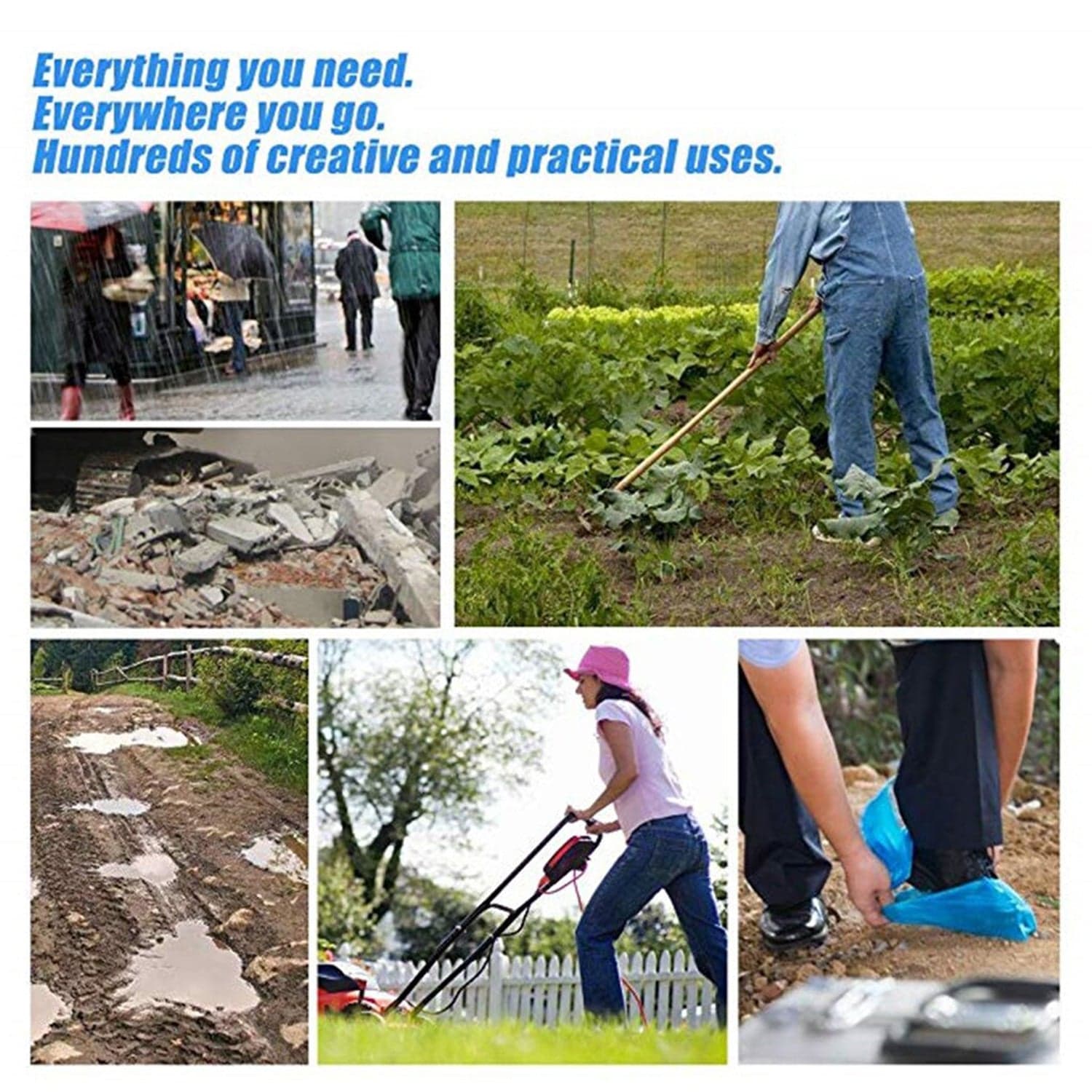 Type Plastic Elastic Top Disposable Shoe Cover for Rainy Season (50 Pairs) thumbnail 7
