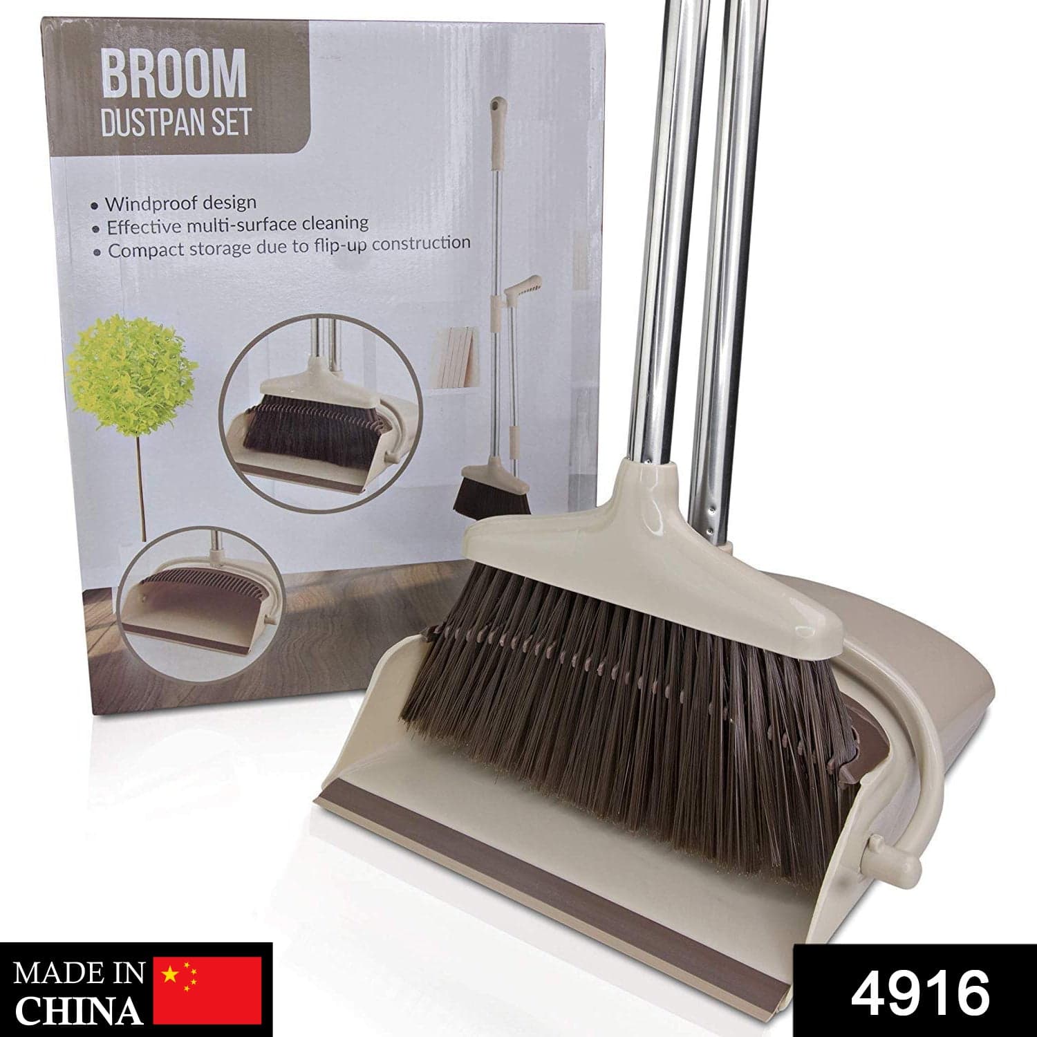 Handle Dustpan and Brush for Sweeping & Cleaning Dust Pan and Broom Handled, Supdi thumbnail 2