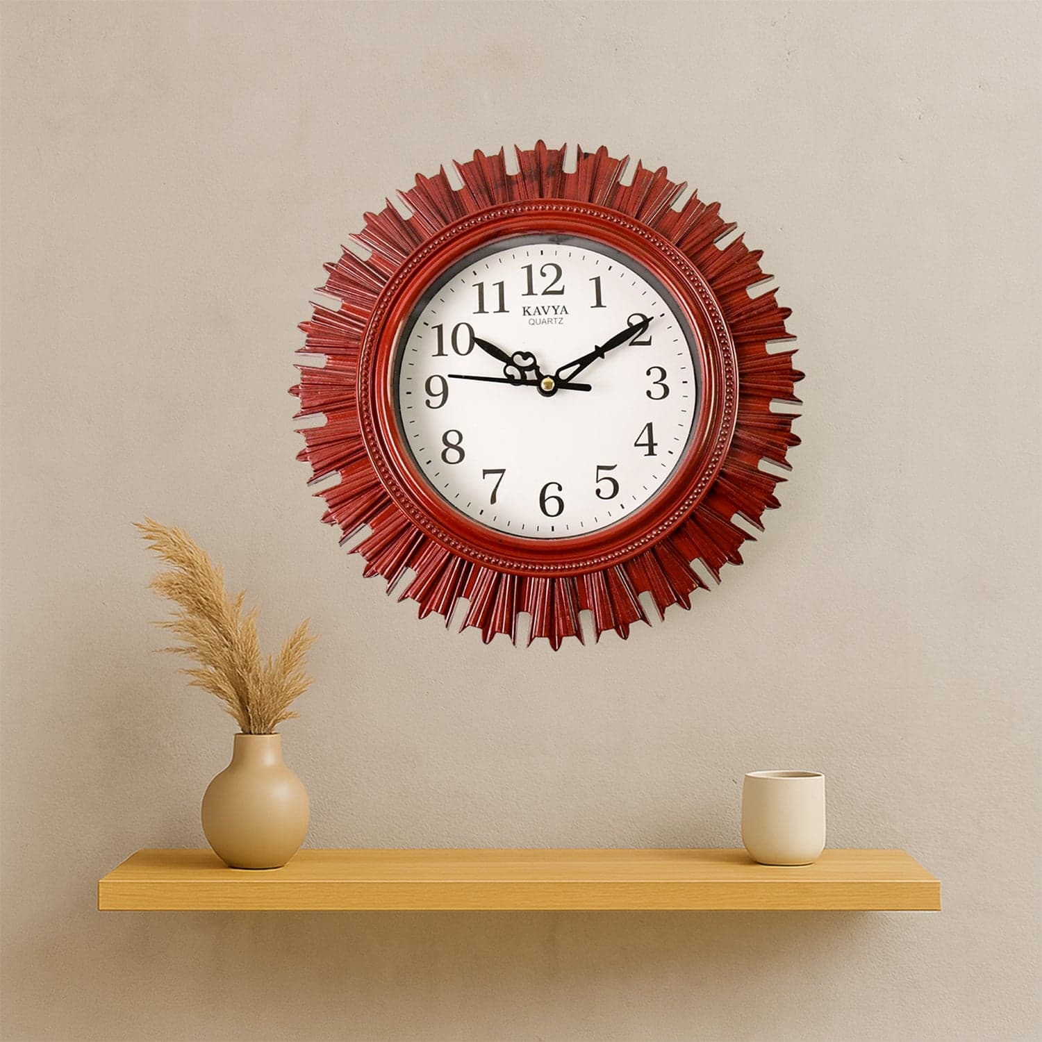 Wooden Look Round Wall Clock - Battery Operated, Easy-To-Read, Plastic Design For Home/Office thumbnail 6