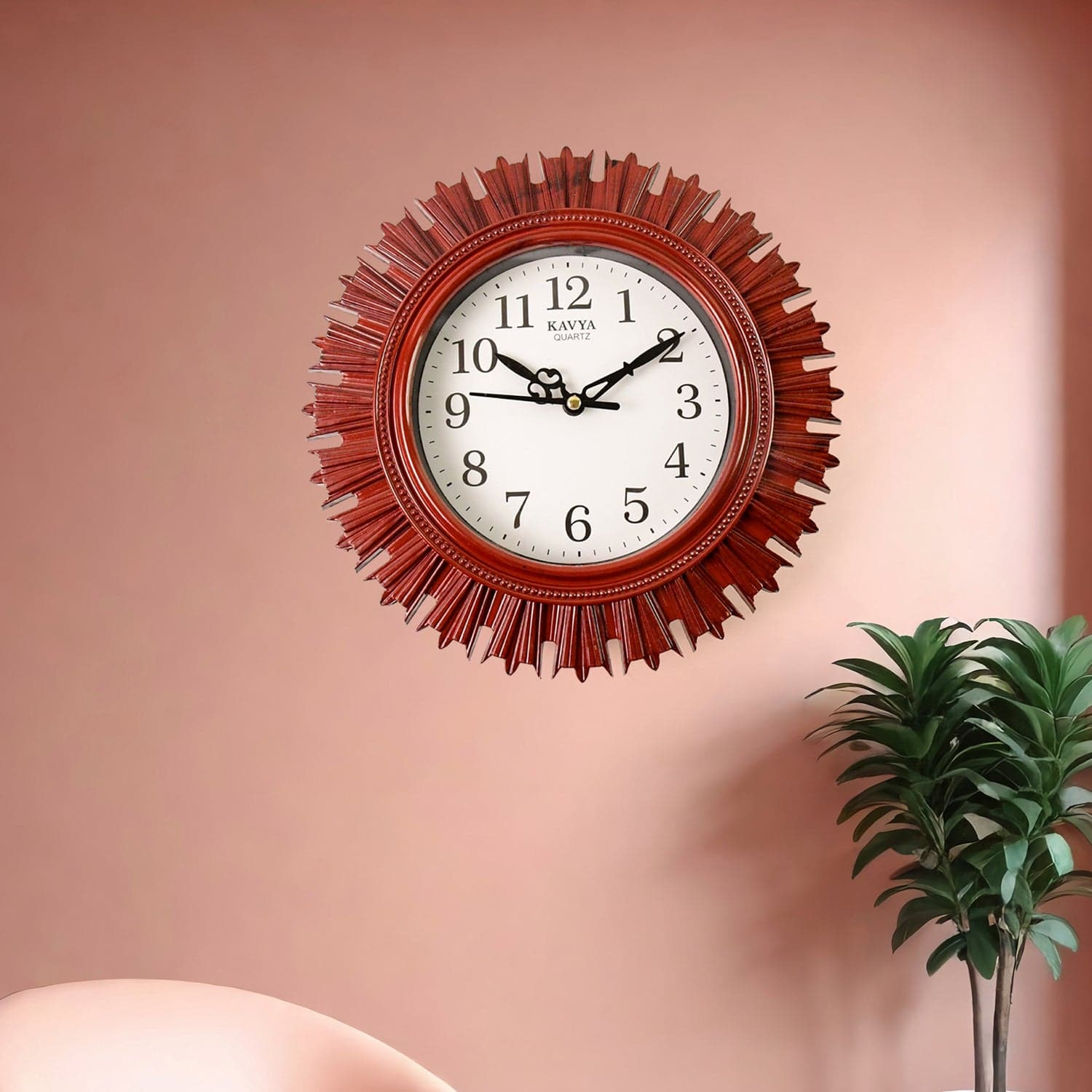 Wooden Look Round Wall Clock - Battery Operated, Easy-To-Read, Plastic Design For Home/Office thumbnail 7