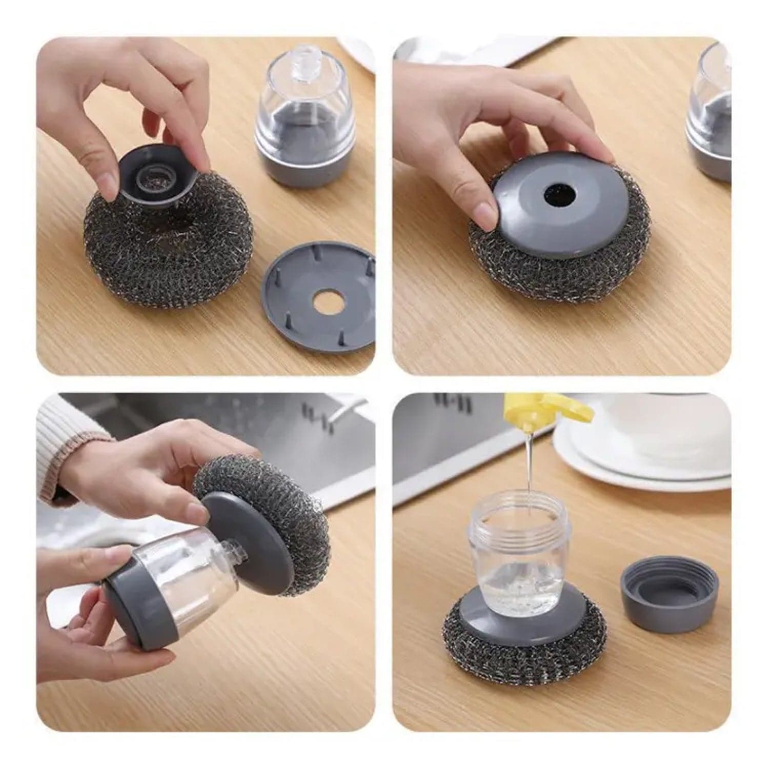 Soap Dispensing Dish Brush (1 Pc): Palm Brush, Kitchen Cleaning thumbnail 6
