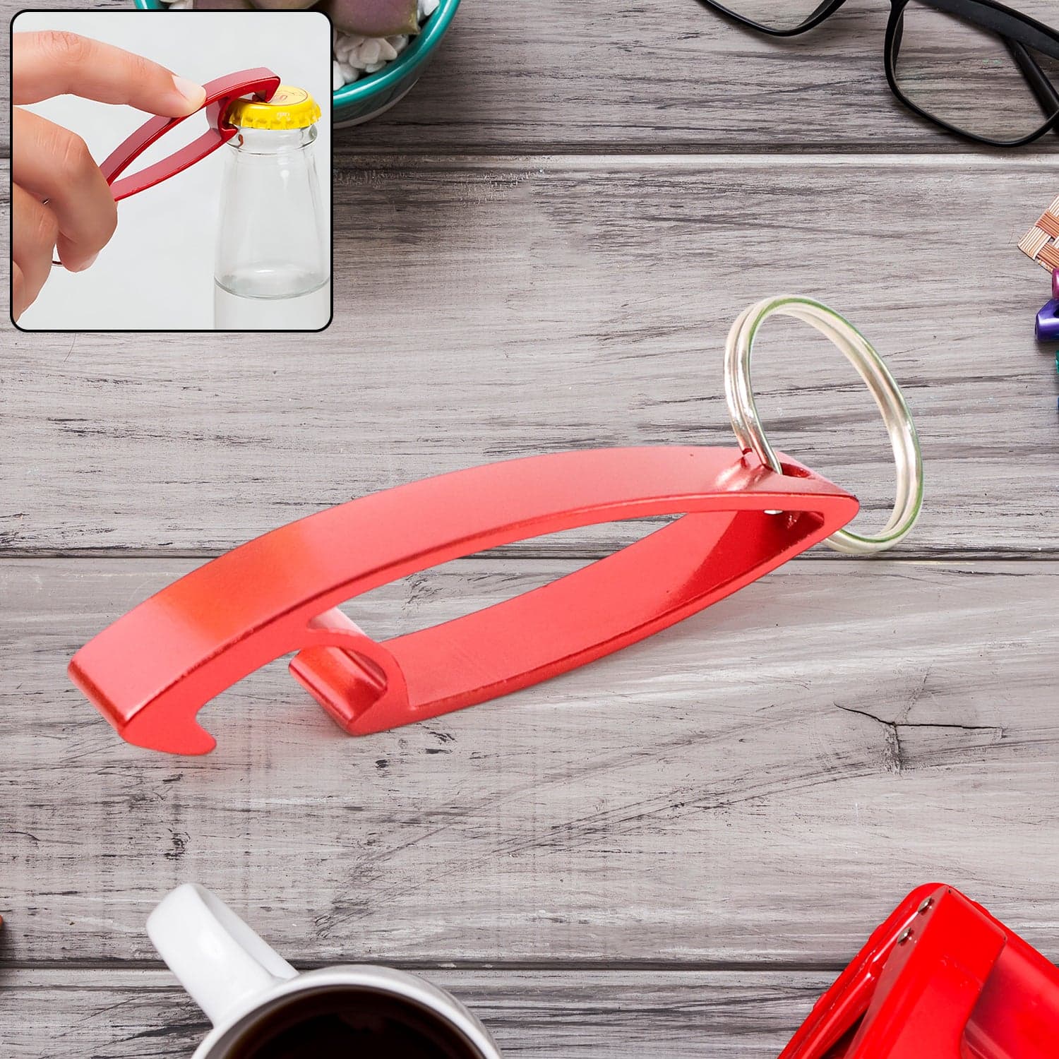 2 In 1 Compact Metal Bottle Opener With Keyring 1 Pc thumbnail 2