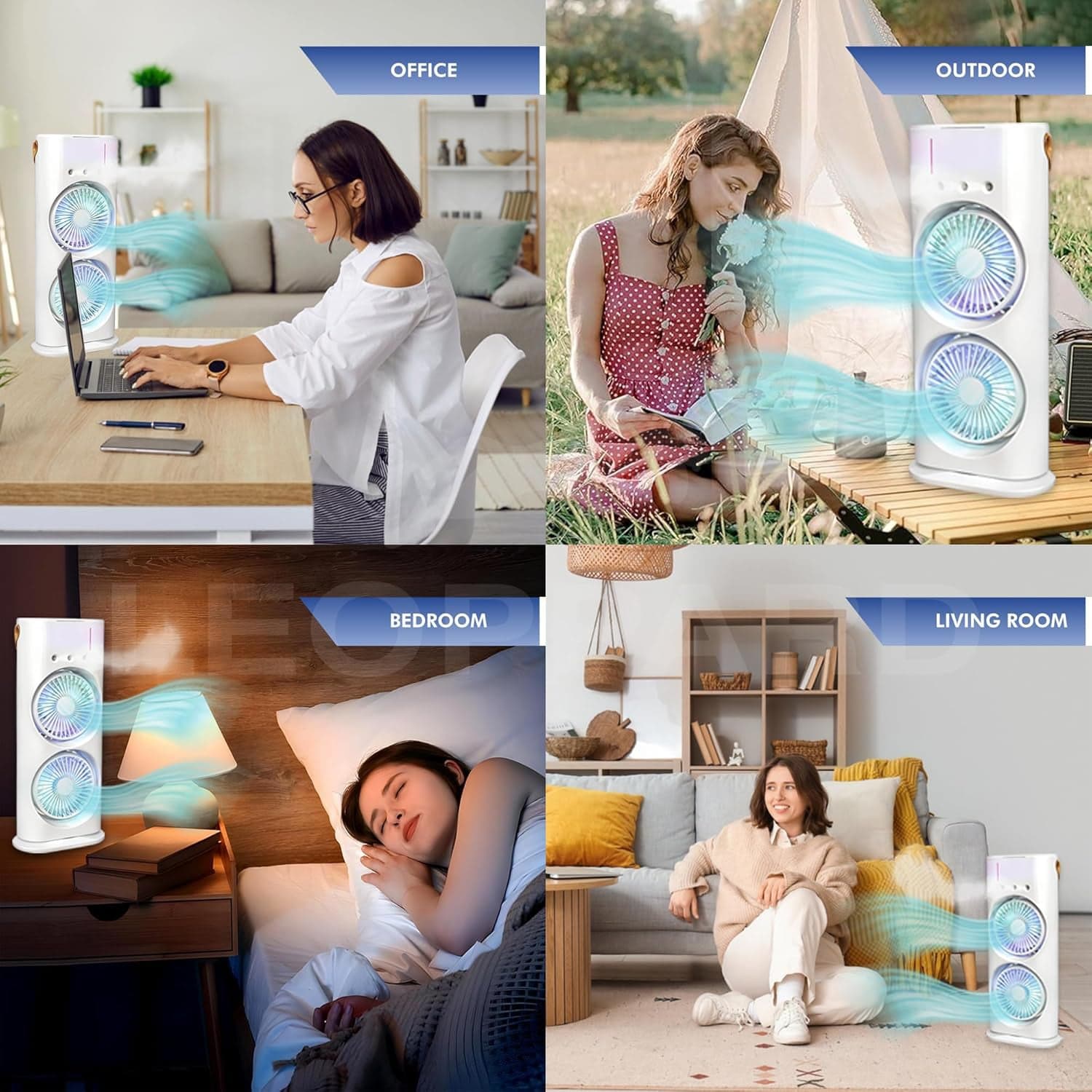 Electric Fan Desktop Double-Head Powerful Air Cooler (1 Pc / With Remote / Plug and Play) thumbnail 3