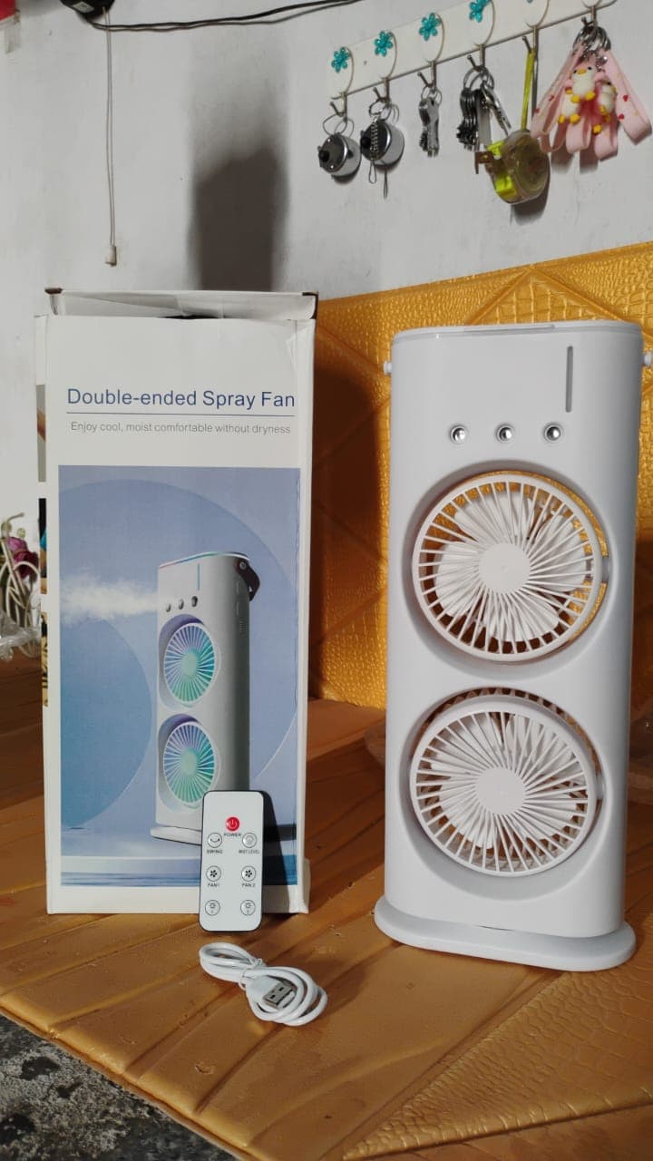 Electric Fan Desktop Double-Head Powerful Air Cooler (1 Pc / With Remote / Plug and Play) thumbnail 8