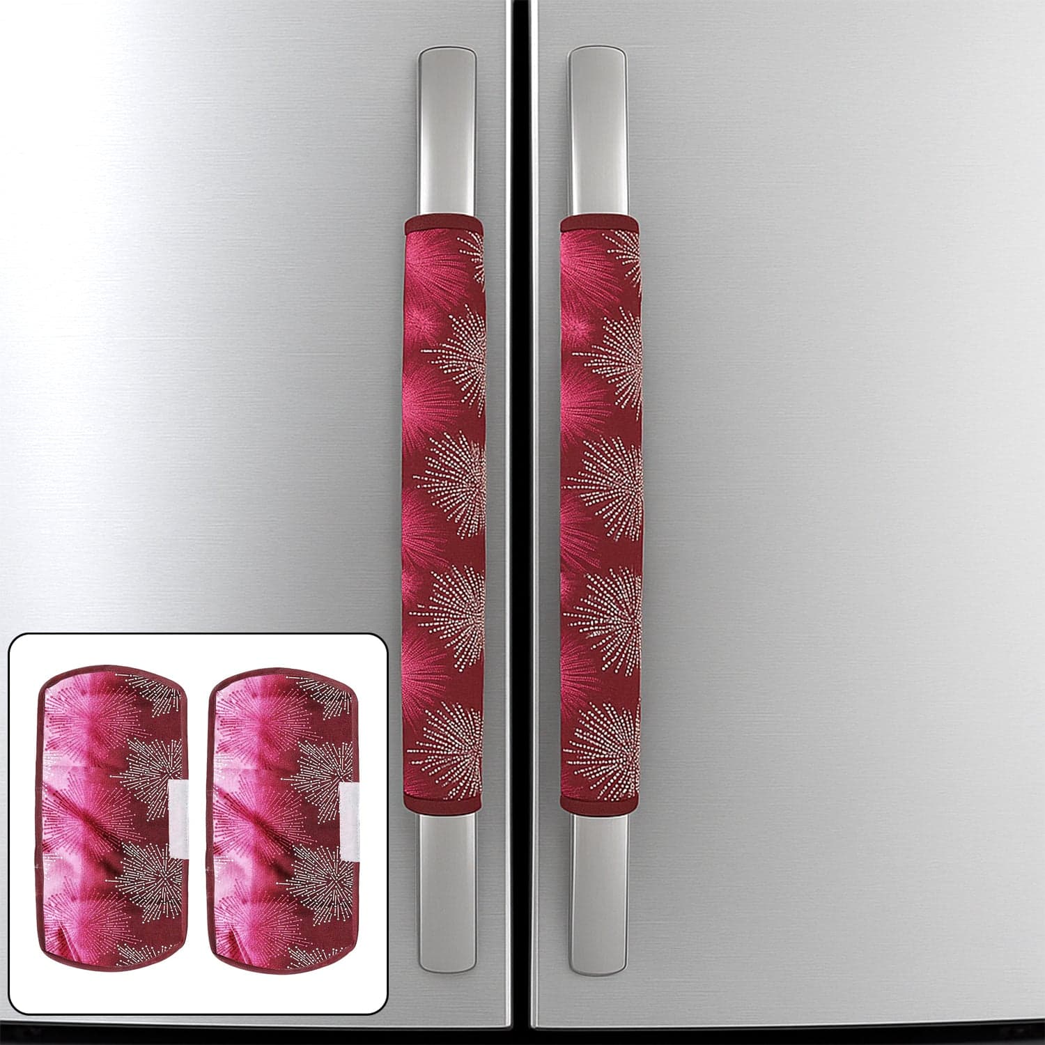 Fridge Cover Handle Cover Polyester High Material Cover For All Fridge Handle Use ( Set Of 2 Pcs ) Multi Design thumbnail 1