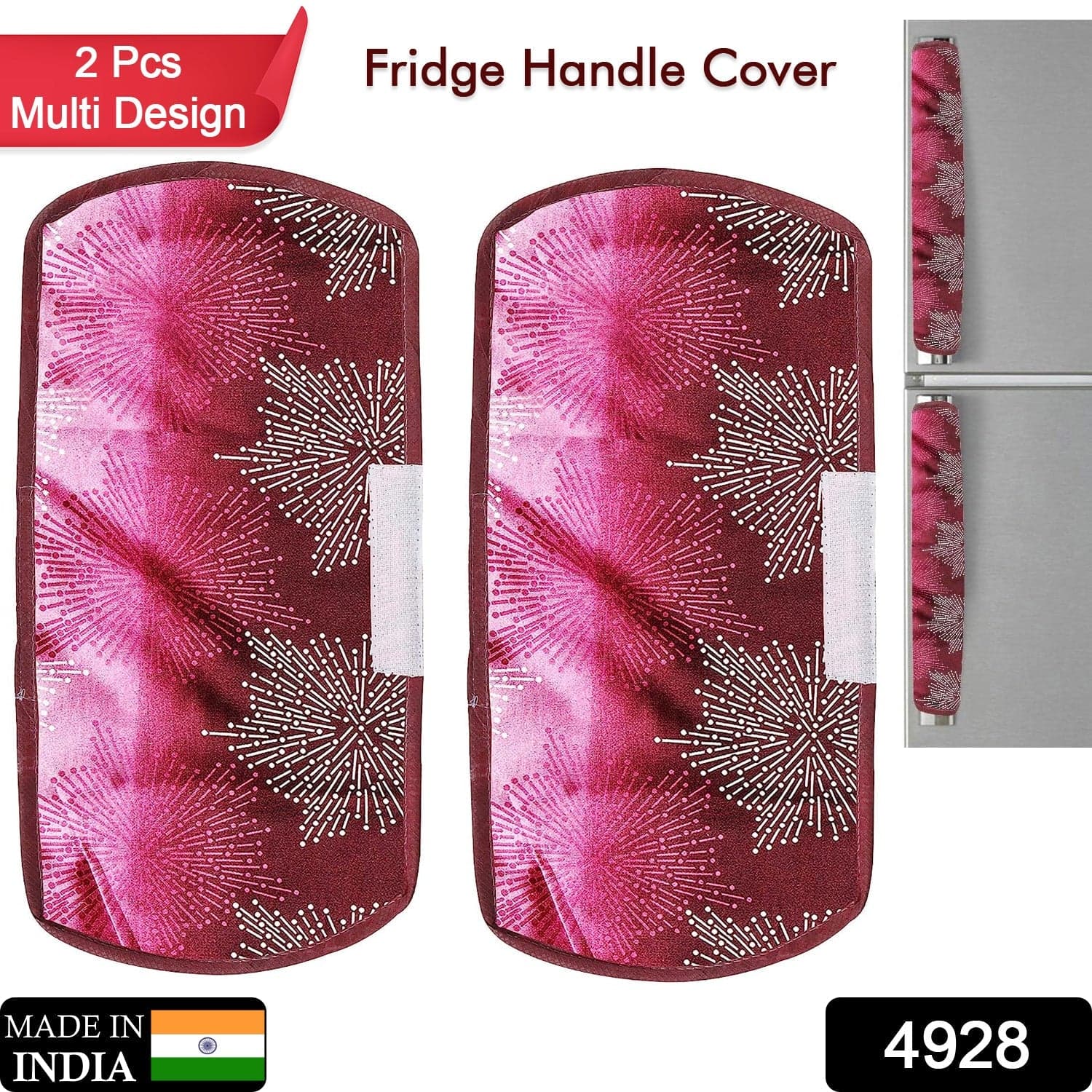 Fridge Cover Handle Cover Polyester High Material Cover For All Fridge Handle Use ( Set Of 2 Pcs ) Multi Design thumbnail 2