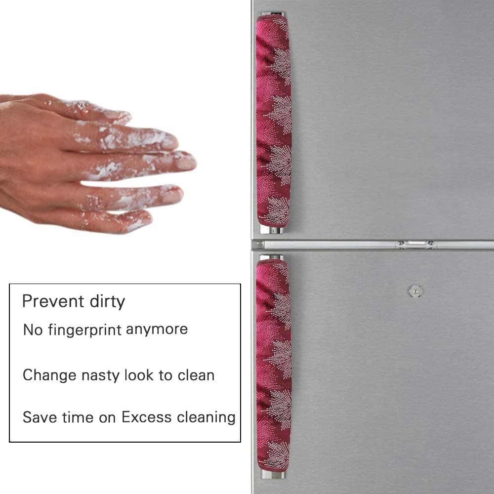 Fridge Cover Handle Cover Polyester High Material Cover For All Fridge Handle Use ( Set Of 2 Pcs ) Multi Design thumbnail 3