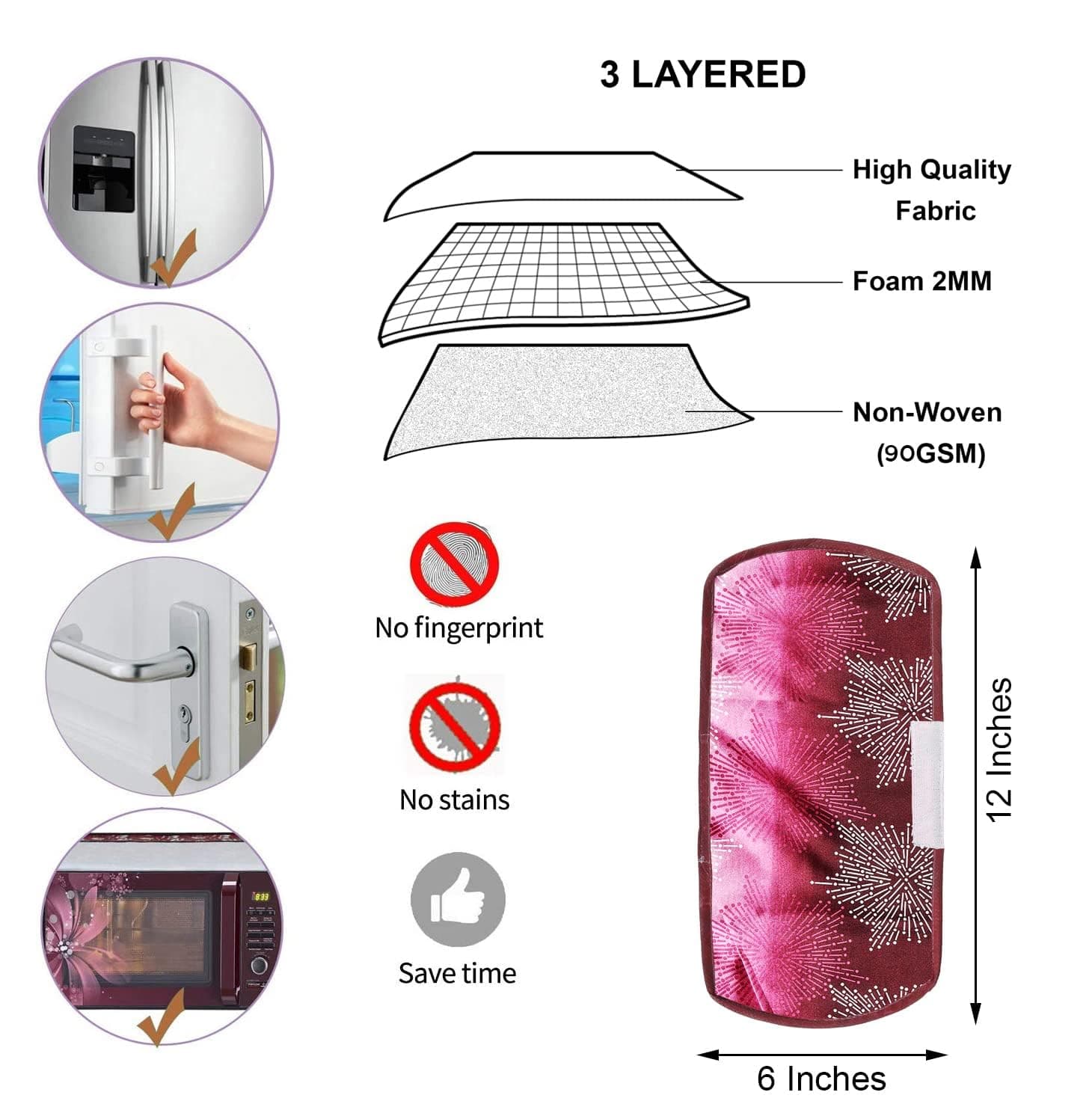 Fridge Cover Handle Cover Polyester High Material Cover For All Fridge Handle Use ( Set Of 2 Pcs ) Multi Design thumbnail 7